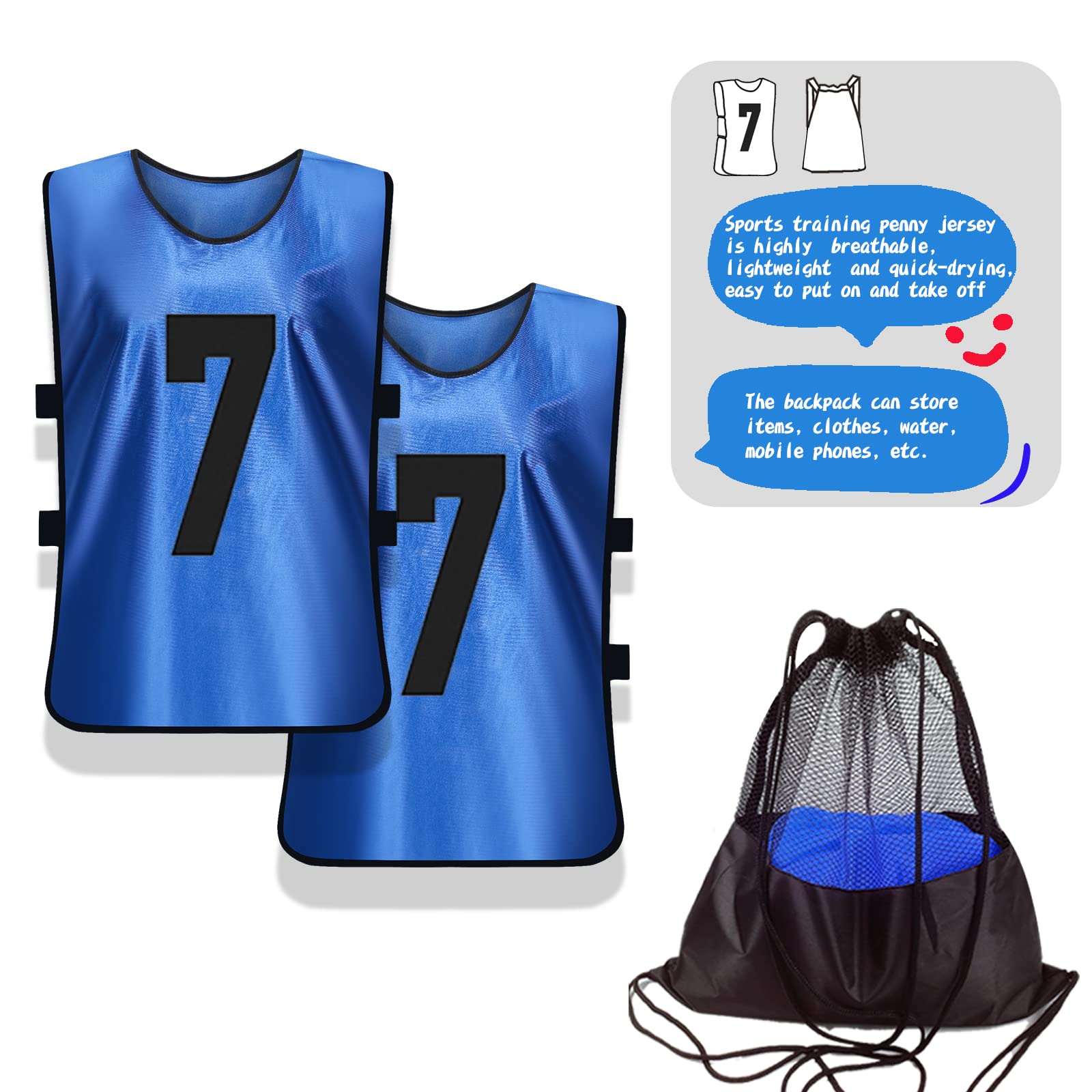 Scrimmage Training Vest 12 Pack - Reversible Soccer Pinnies for Adults & Youth - Numbered Practice Bibs for Team Sports - Perfect for Soccer, Basketball & Football Drills