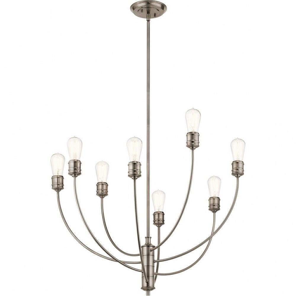 8-Light Adjustable Arm Chandelier in Classic Pewter - Modern Ceiling Light Fixture for Dining Room, Living Room & Bedroom Lighting