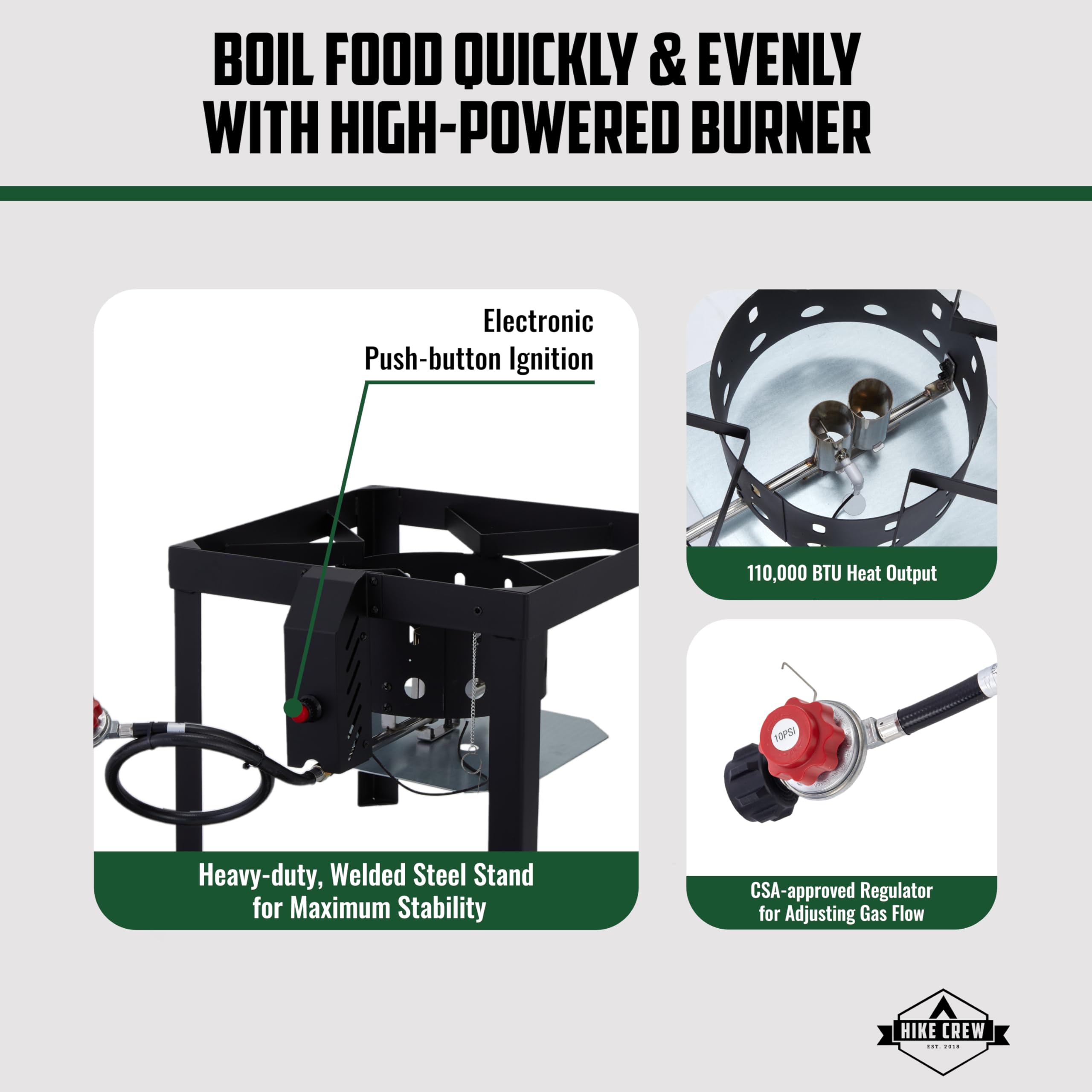 Hike Crew 60QT Outdoor Boiling Kit with Igniter | 110,000 BTU High-Power Seafood Boiler Set for Steaming, Cooking Fish, Crawfish, Crab, Shrimp & Clams | Includes Pot, Lid, Strainer, Burner Stand & Storage Cover | Perfect for Backyard Parties, Camping & Beach Cookouts