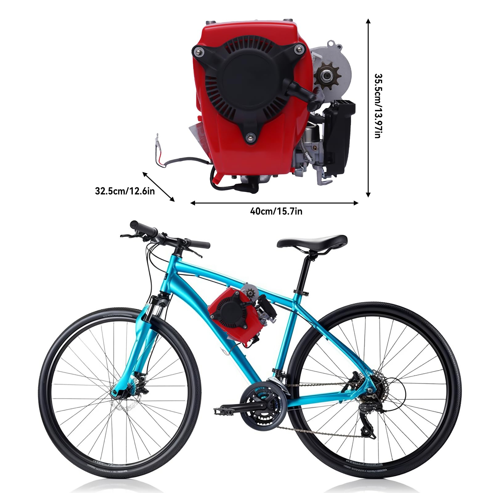 53CC 4-Stroke Bicycle Engine Kit - Gas Powered Motorized Bike Conversion Kit for Adults - Single Cylinder Air-Cooled Chain Drive Scooter Motor - Perfect for Commuting, Off-Road Adventures & DIY Bike Projects