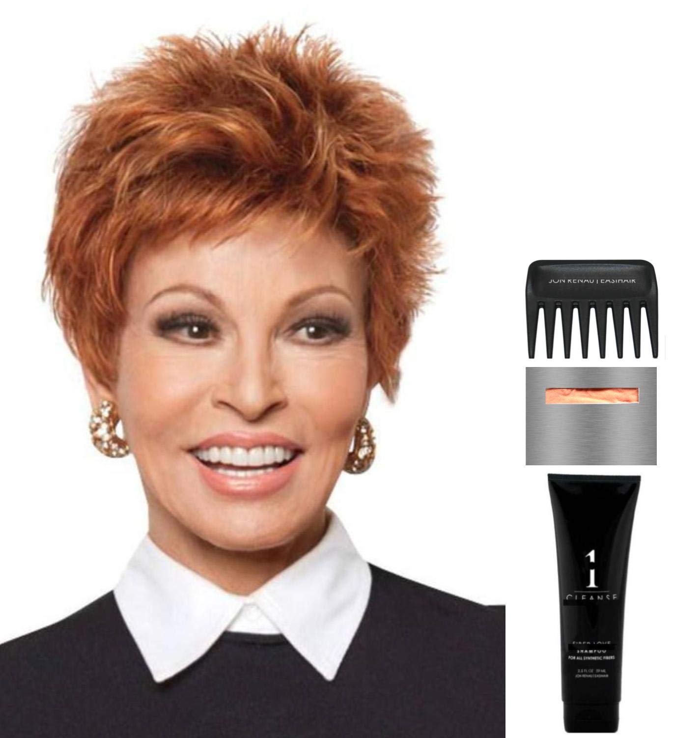 Raquel Welch Power Petite/Average Wig Bundle - 5pc Set with Christy's Wigs Q&A Booklet, Wig Shampoo, Cap & Wide Tooth Comb (Color R10) | Perfect for Cosplay, Costume Parties & Everyday Hair Loss Solutions