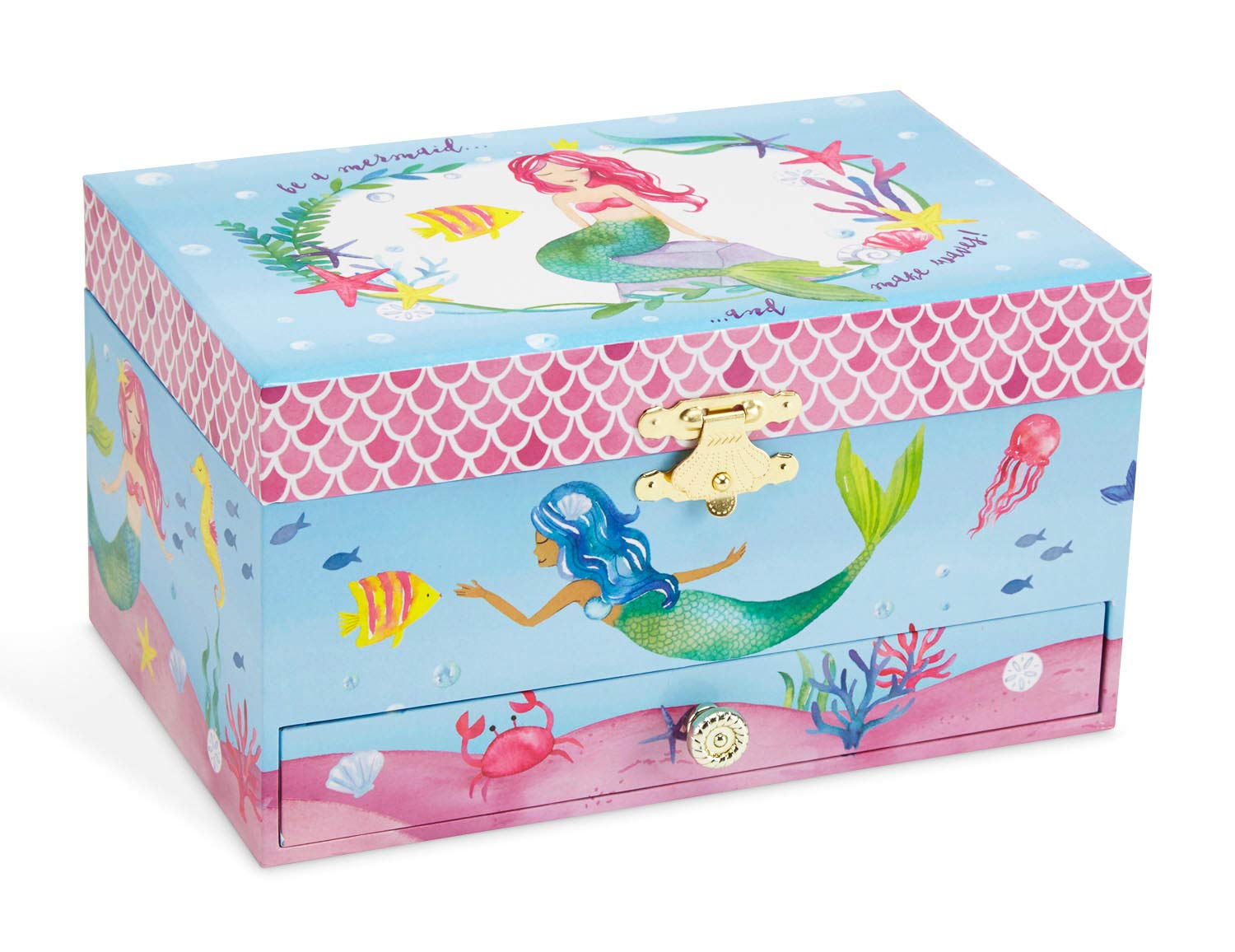 Mermaid Music Jewelry Box for Girls - 3-Piece Mermaid Jewelry Gift Set with Music Box, Necklace & Bracelet - Perfect for Birthday Gifts, Christmas Presents & Little Mermaid Lovers