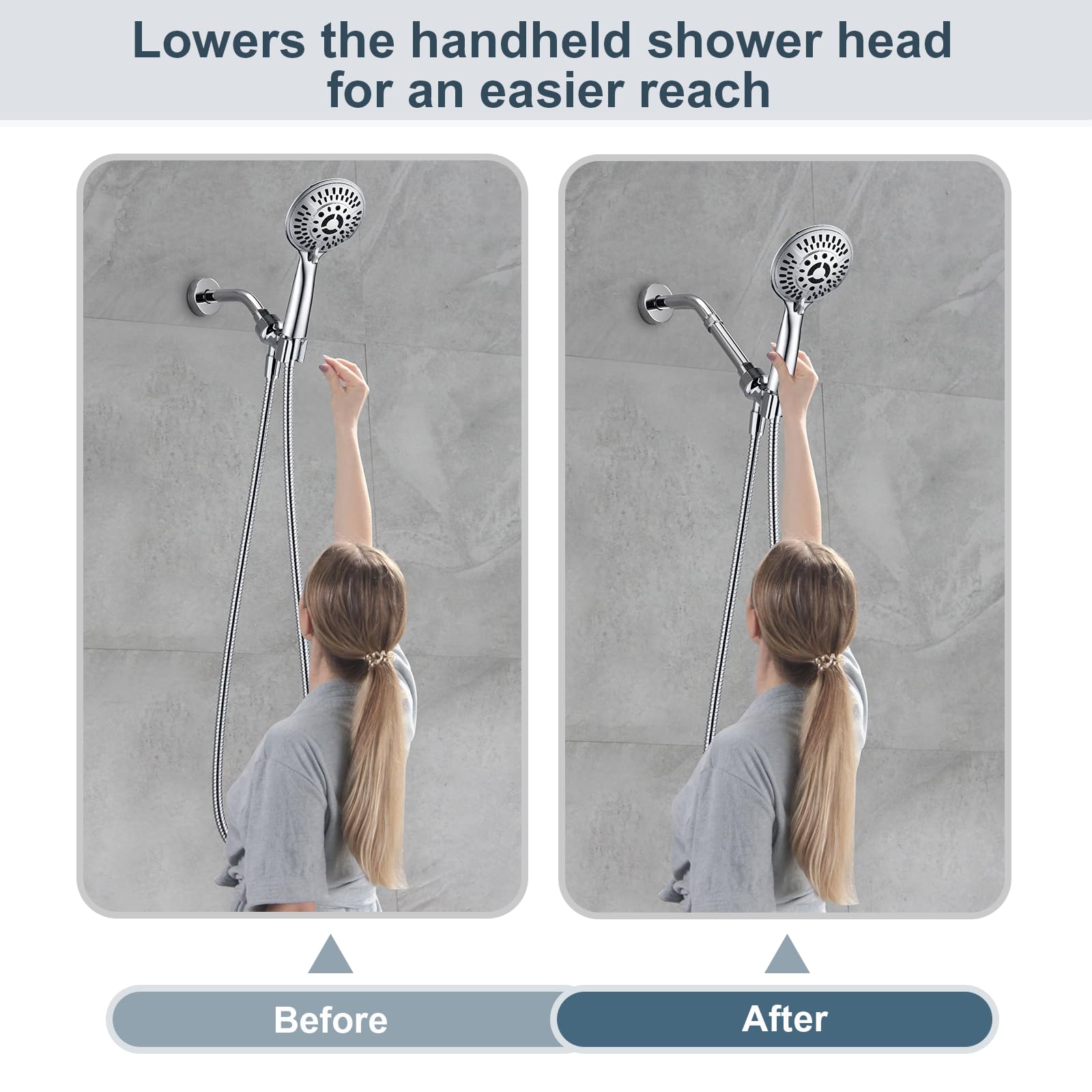 BRIGHT SHOWERS 4 Inch Shower Arm Extender for Rain and Handheld Shower Head - Chrome Shower Pipe Extension to Adjust Height - Perfect for Bathroom, Spa, and RV Use