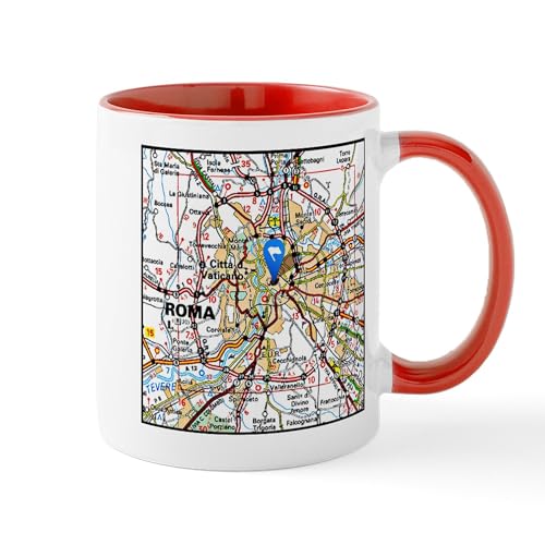 White/Red Inside - Map Of Rome Italy Mugs