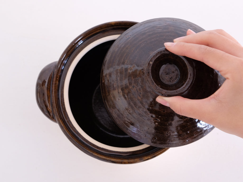Nagatani en Small Donabe Clay Pot - Traditional Japanese Earthenware for Hot Pot, Stews & Rice Cooking - Perfect for Home Dining & Japanese Cuisine Lovers