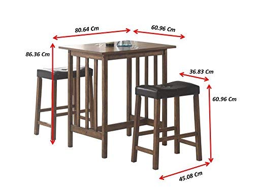 3-Piece Counter Height Dining Set - Nut Brown Finish - Perfect for Kitchen Islands, Breakfast Nooks & Small Space Dining