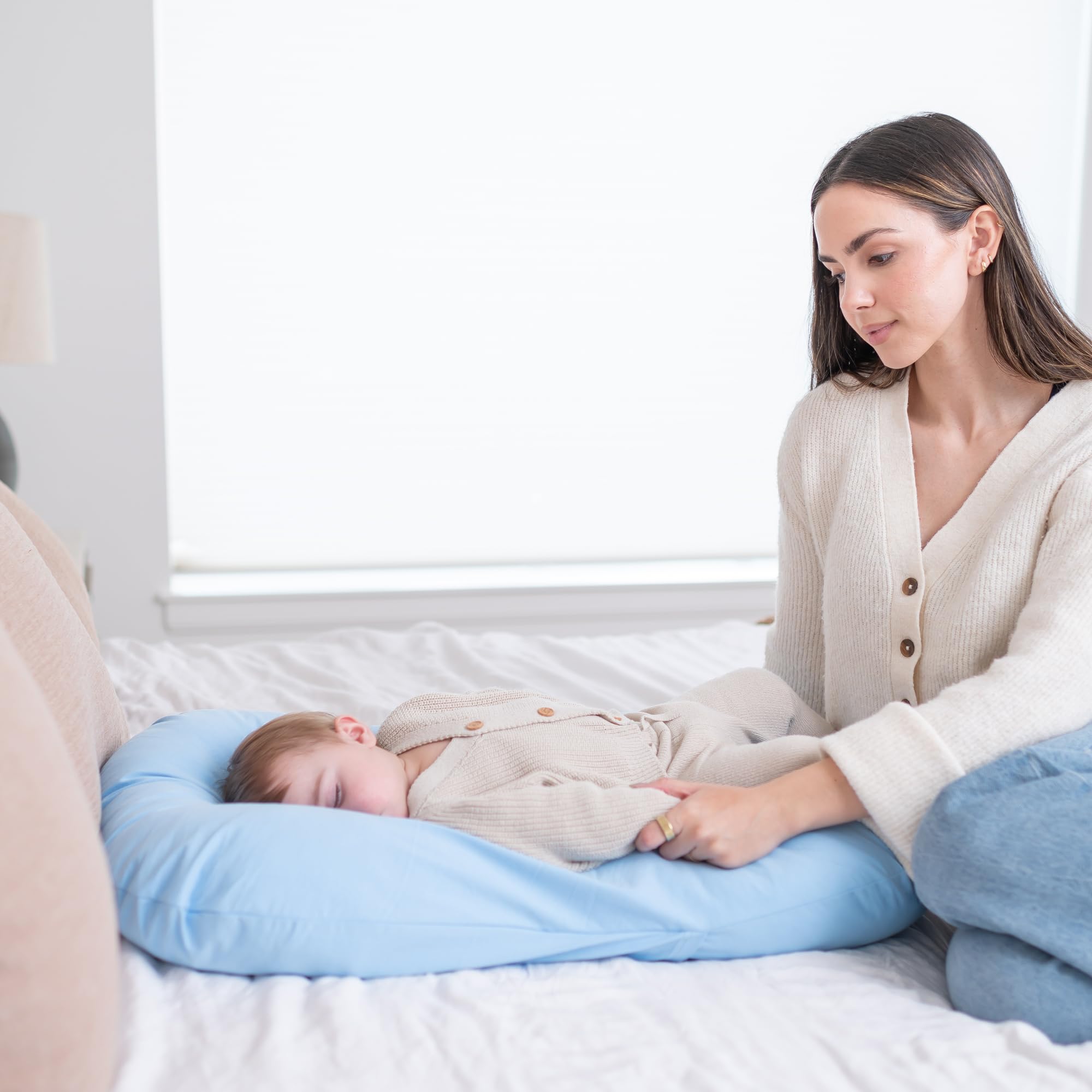 100% Waterproof Baby Lounger Cover - 2-Ply Organic Cotton Slipcover for Ultimate Comfort & Protection - Machine Washable & Hypoallergenic - (Lounger Not Included) - Blue - Perfect for Nursery, Travel & Playtime