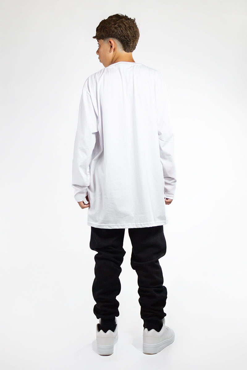 Men's Basic Long Sleeve Relaxed Fit White T-Shirt 60200 - Comfortable Casual Wear for Everyday & Work