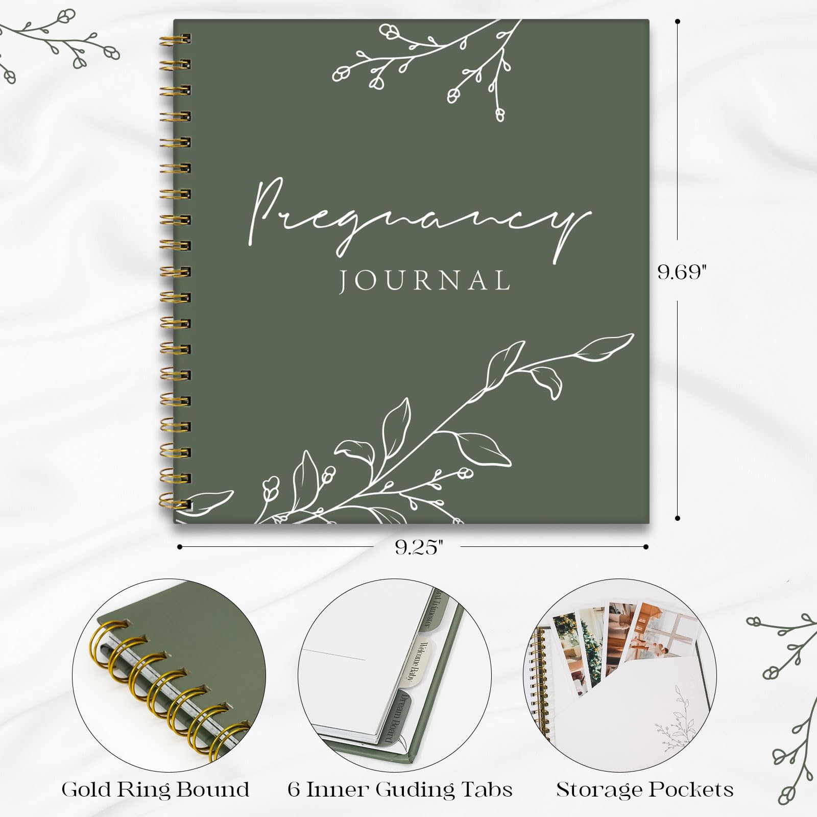 Vienrose Pregnancy Journal & Planner - Weekly & Monthly Organizer for Expecting Moms to Track Baby Milestones - Perfect Baby Shower Gift - Dark Green - Ideal for Pregnancy Memory Keeping & Mom-to-Be Organization