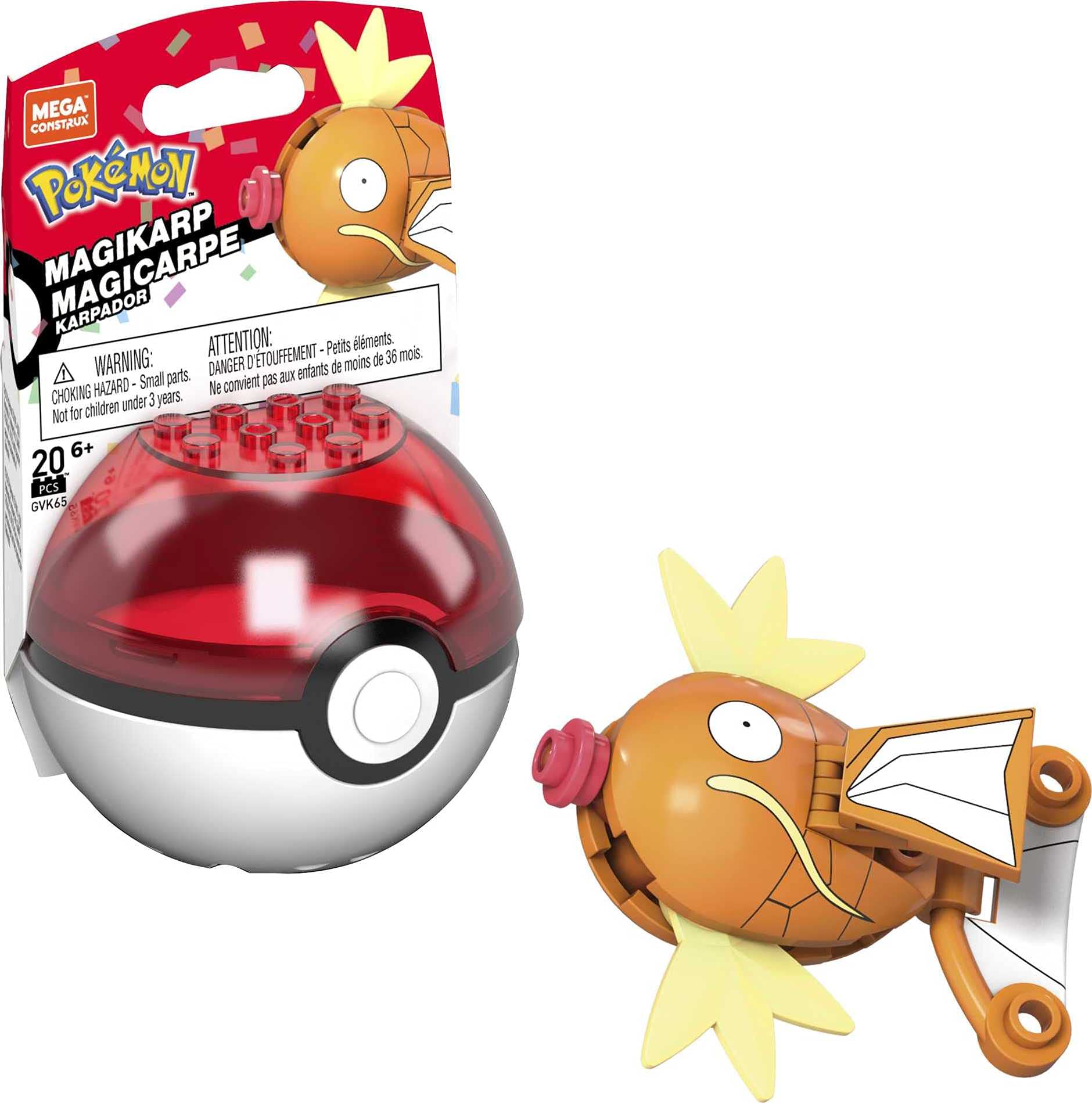 Mega Construx Pokemon Magikarp Building Toy Set - Kids Construction Kit for Creative Play | Perfect Gift for Pokemon Fans & STEM Learning Activities