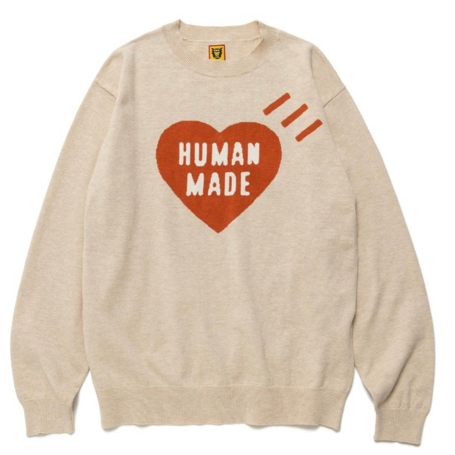 HUMAN MADE 22FW Heart Long Sleeve Knitwear Sweater (HM24CS032) - Cozy Fall Winter Fashion for Streetwear & Casual Outfits