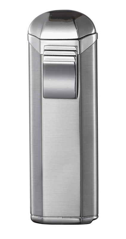 Premium Trio Triple Torch Cigar Lighter - Satin Silver Finish | Windproof Butane Lighter for Cigars, Cigarettes & Outdoor Use | Perfect for Smoking Enthusiasts & Gifts