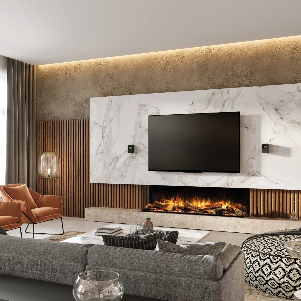 Flamerite E FX 3-Sided Built-In/Wall Mounted Smart Electric Fireplace - Modern Heating Solution for Living Room, Bedroom & Office Spaces