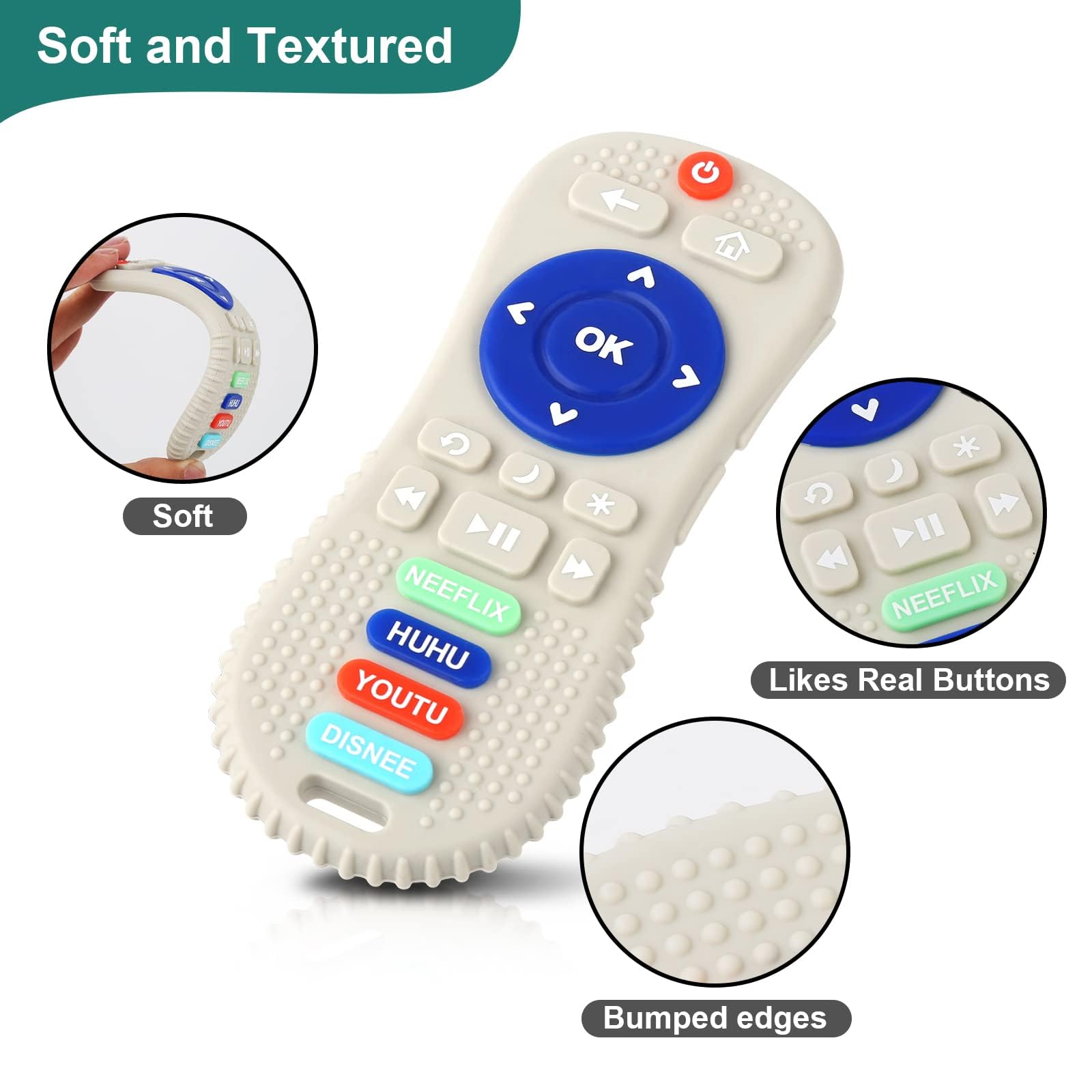 **COZYPANDA Baby Teething Toys for Infants 0-12 Months | BPA-Free Silicone Teether for Boys & Girls | Freezable & Remote Control Shape Chew Toy for Soothing Sore Gums | Perfect for Home, Travel & Daycare Use**