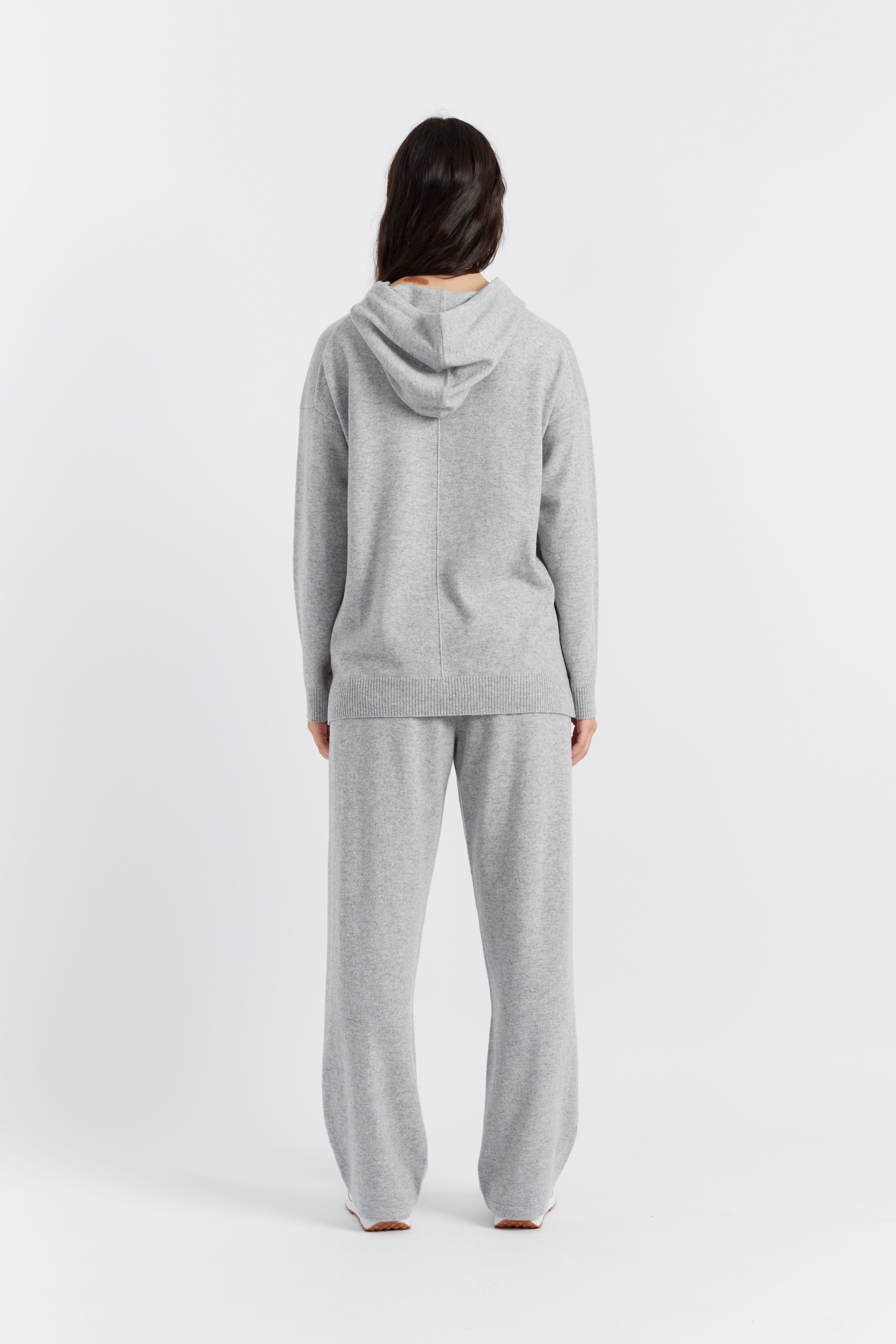 Premium Light Grey Wool Cashmere Hoodie for Women - Soft & Cozy Oversized Pullover Sweatshirt - Perfect for Casual Wear, Lounge & Winter Outfits