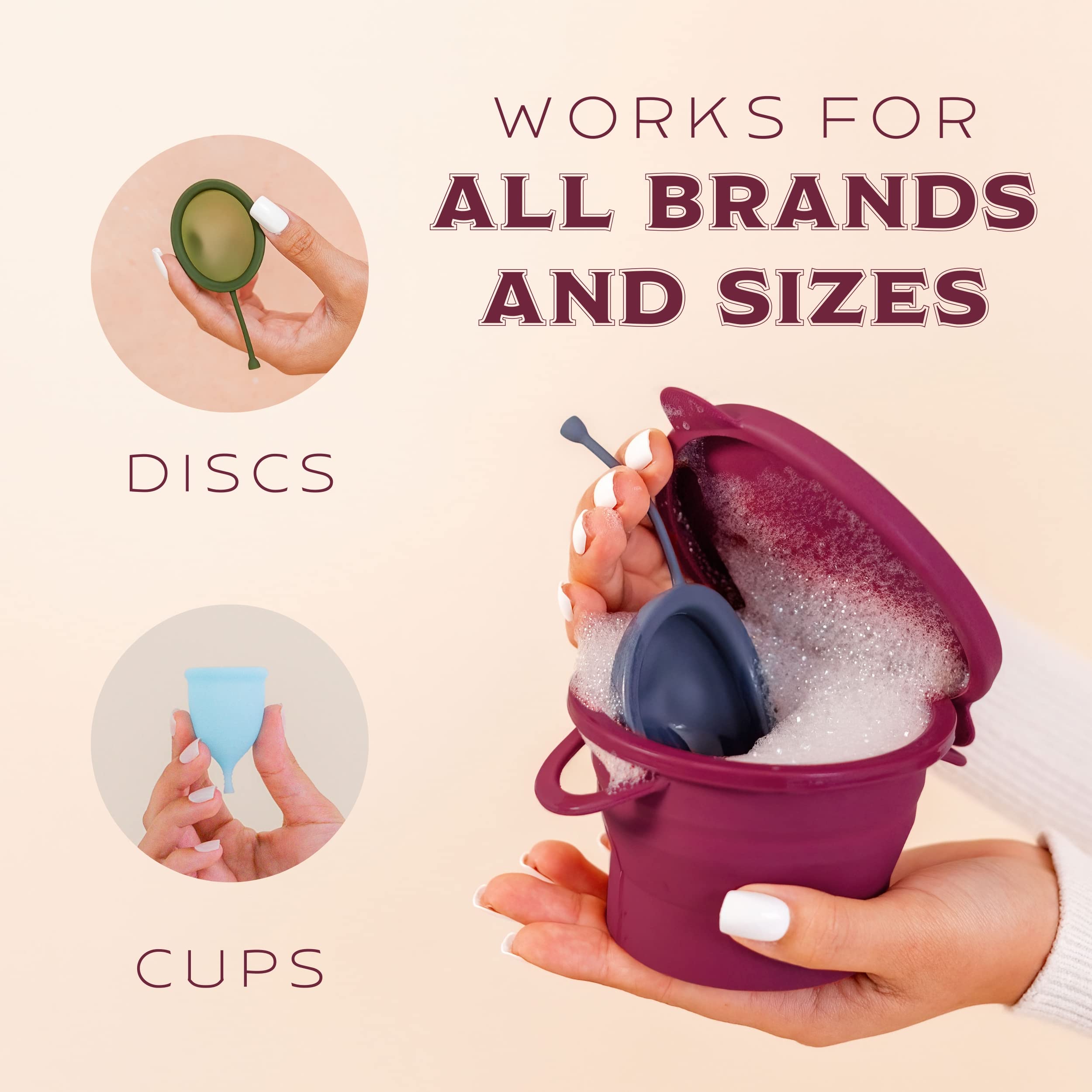 Pixie Menstrual Cup Sterilizer - Compact & Collapsible Cleaning Case for Menstrual Disc & Period Cup - Microwave Safe, Reusable Holder - Perfect for Travel, Camping, Dorms & Public Restrooms