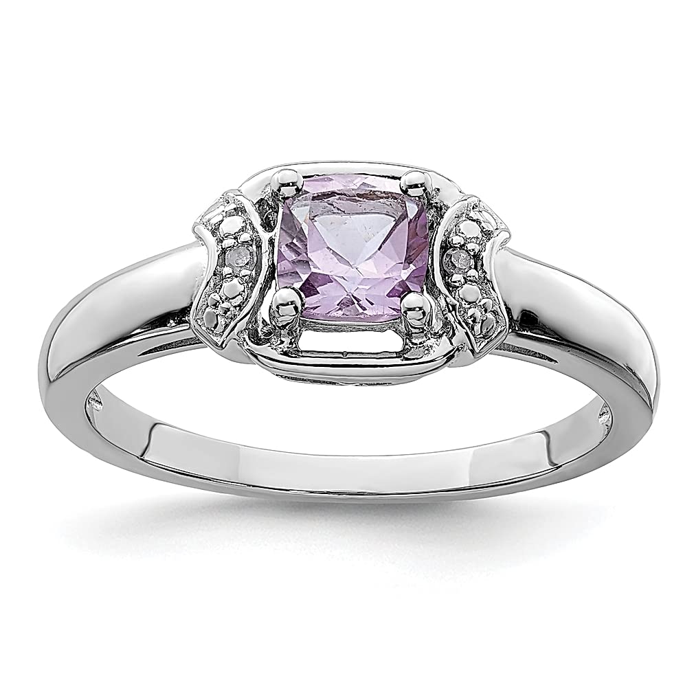 925 Sterling Silver Diamond & Pink Quartz Band Ring for Women - Elegant Gemstone Jewelry Gift for Her - Perfect for Anniversaries, Birthdays & Special Occasions