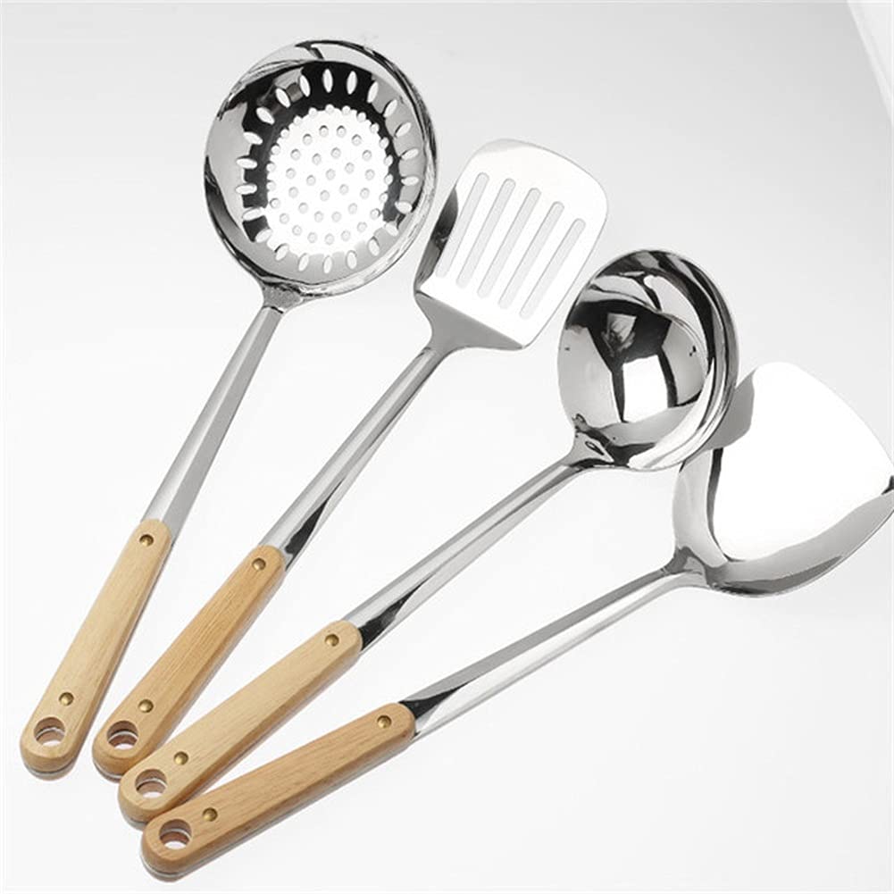 Premium Wooden Handle Wok Spatula - Stainless Steel Cooking Utensil with Long Handle - Large Turner for Frying, Stir-Frying & Flipping Steaks - Perfect for Asian Cuisine & BBQ Cooking