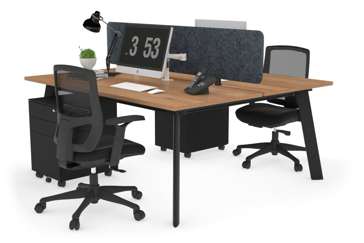 2 Person Workstation with Black Frame - 1200L x 800W Office Desk with Cable Management | Perfect for Home Office, Coworking Spaces & Small Business Teams