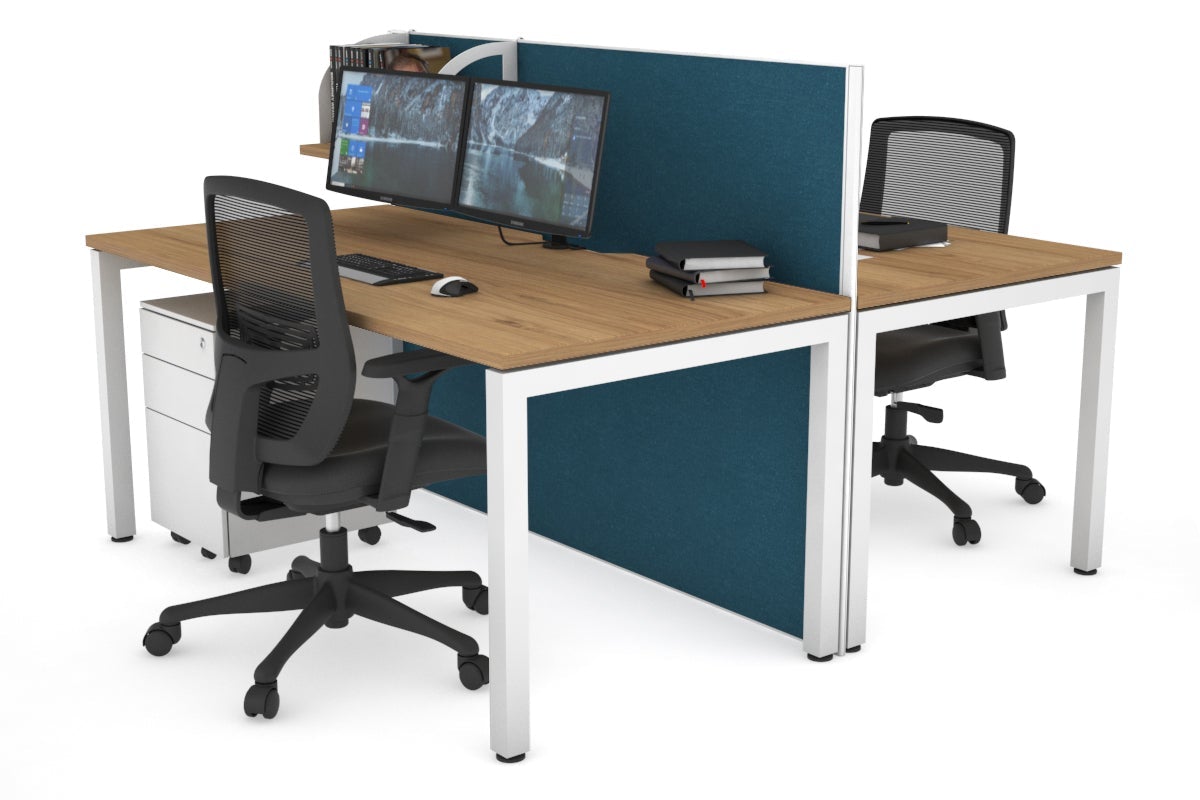 Horizon Quadro 2-Person Office Workstation Bench with Square Legs - 1600L x 800W Dimensions, Cable Management Scallop - Perfect for Collaborative Workspaces & Modern Offices
