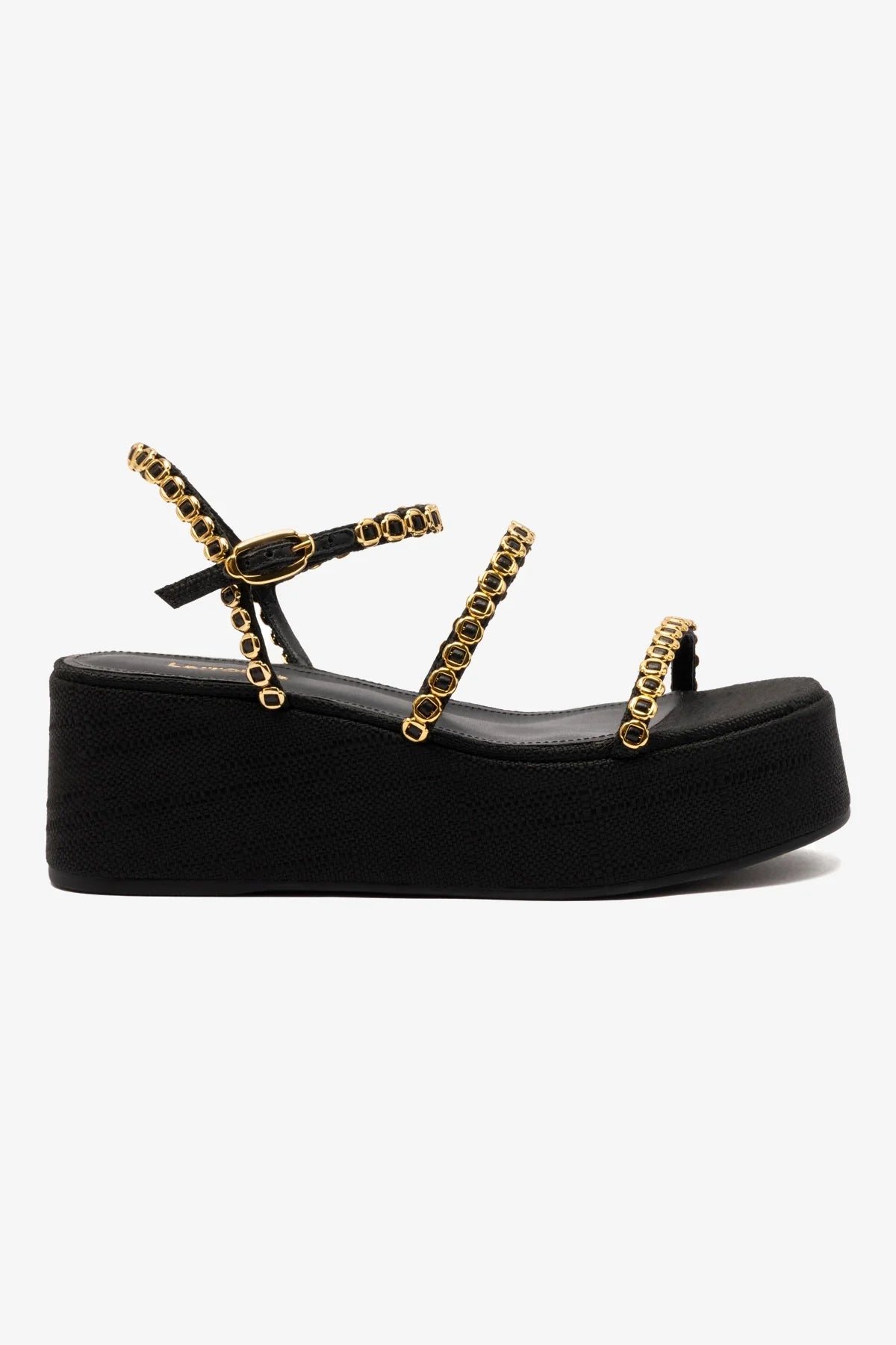 Gio Milanina Black Raffia Flatform Sandals for Women - Comfortable Summer Beach Wedge Sandals for Outdoor Walking & Vacation