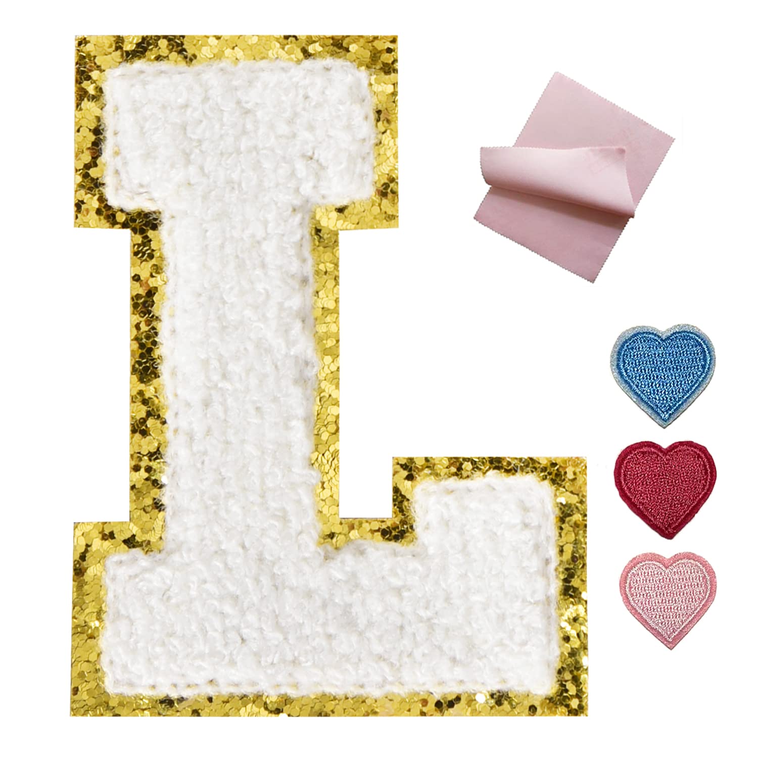 Varsity Letter Patches - White Iron-On Chenille Letters for Clothing & Backpacks (6-Piece Set, 3.14 Inch Height) - Perfect for Customizing Jackets, Sweatshirts, and School Spirit Gear