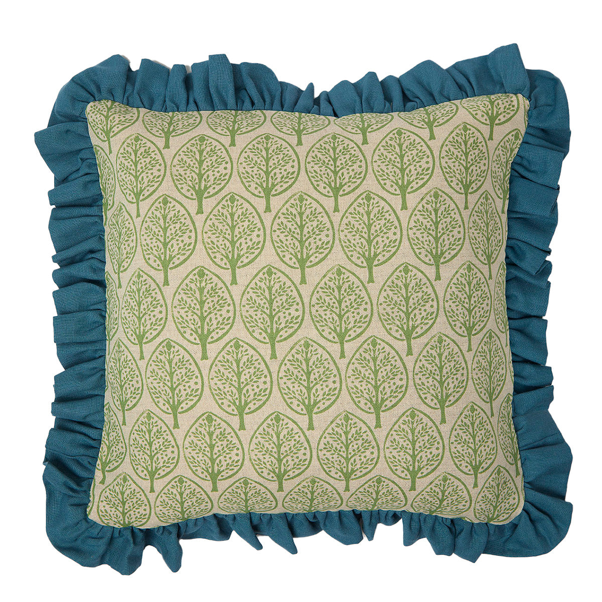 Isabella Denim Blue Mini Burchetts Cushion with Frill - Perfect for Sofa, Bed, or Nursery Decor