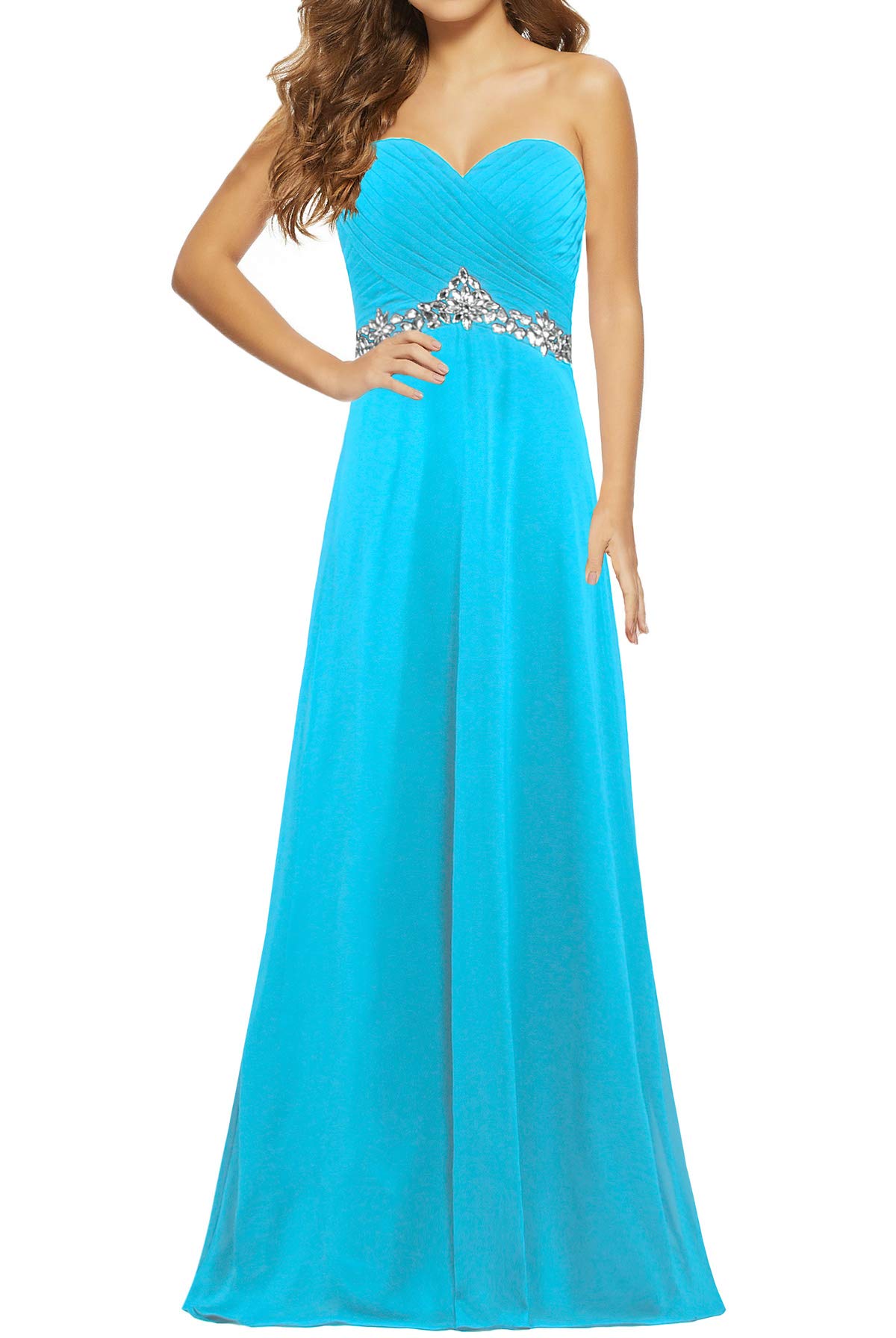 Elegant Crystal Chiffon Evening Gowns for Women - Long Formal Prom Dresses for Special Occasions, Weddings & Black Tie Events