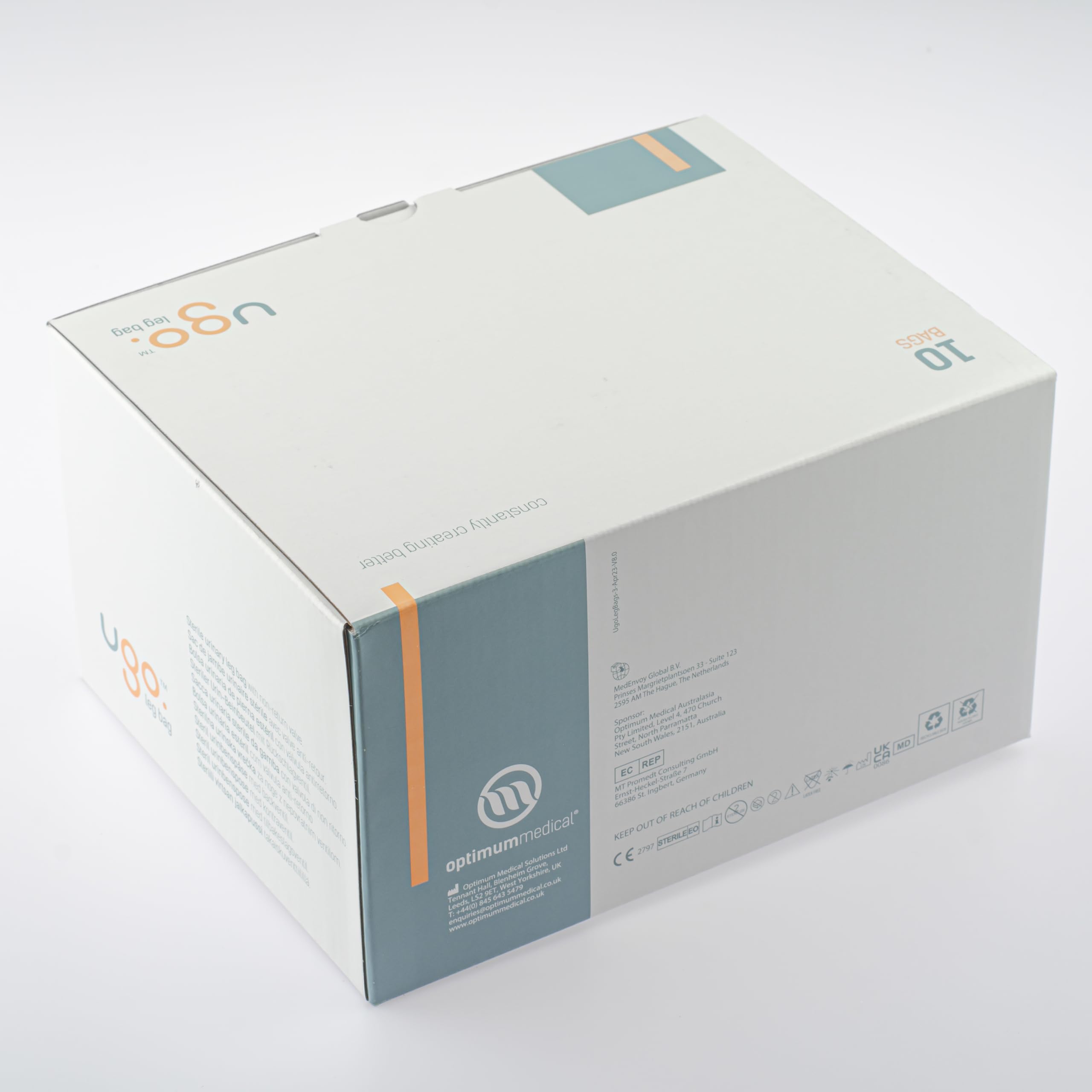 Ugo Leg Bags (10 Pack) - 350ml Urine Drainage Bags for Catheter with Soft Fabric Backing, Natural Leg-Shape Design, Short Tube & Lever Tap - Ideal for Daily Use, Travel, and Post-Surgery Care (Ugo 6C)