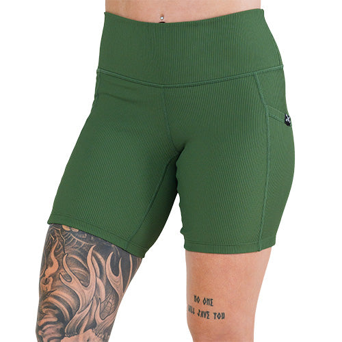Stylish Ribbed Shorts for Women - Hunter Green | Comfortable & Trendy | Perfect for Summer, Yoga, and Casual Outfits