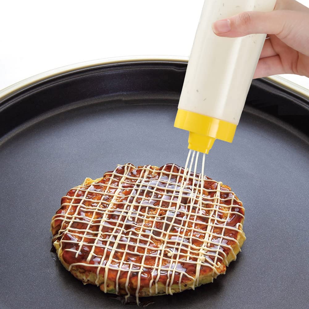 Premium Food-Grade Plastic Condiment Squeeze Bottles - 4-Hole Sauce Dispenser for Salad Dressing, Hot Sauce & Olive Oil | Durable Kitchen & Restaurant Use | Perfect for Meal Prep, BBQ Parties & Catering Events