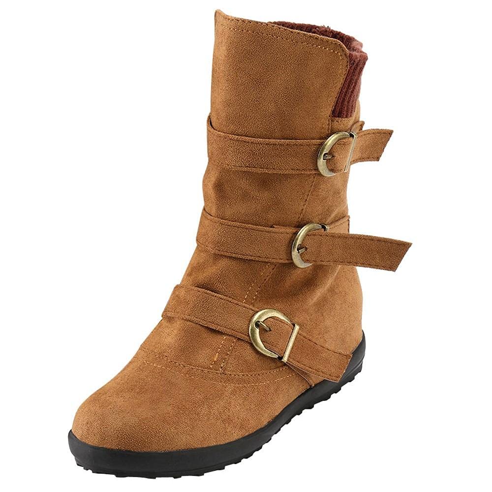Rvidbe Women's Black Ankle Booties with Heels - Waterproof Winter Snow Boots Mid Calf, Warm Furry Lined Comfortable Fashion Boots for Outdoor, Snowy Weather & Casual Wear