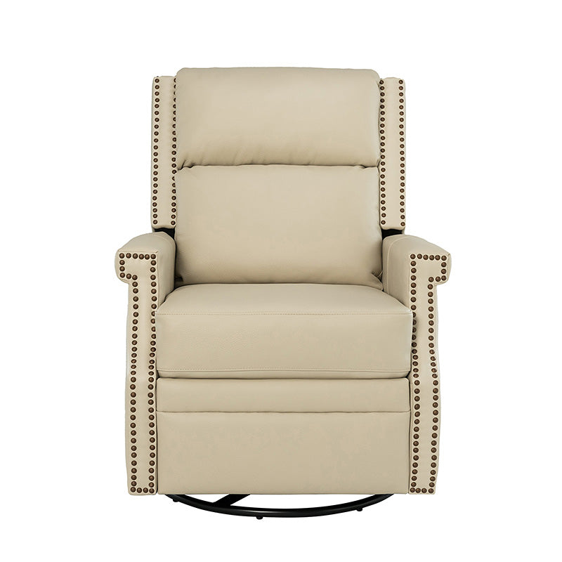 Canace Modern Genuine Leather Manual Glider Rocker Recliner Chair - Comfortable Swivel Lounge Chair for Living Room, Nursery, and Office Relaxation