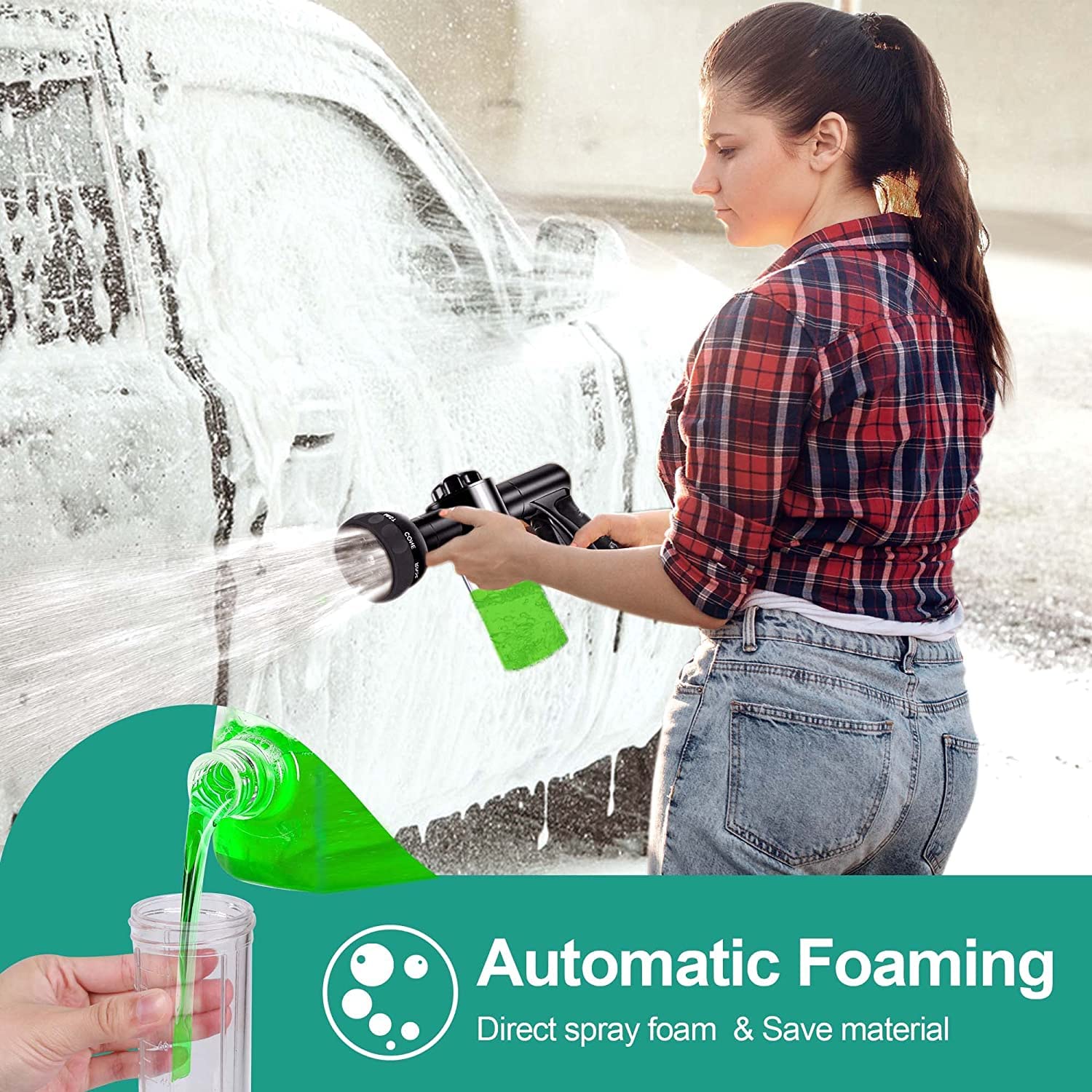 Premium Car Wash Foam Gun with 8 Spray Patterns - High Pressure Foam Sprayer for Auto Detailing, Garden Hose Nozzle for Washing Cars, Watering Plants, Lawn Care & Pet Bathing - Ideal for Home, Garage & Outdoor Cleaning