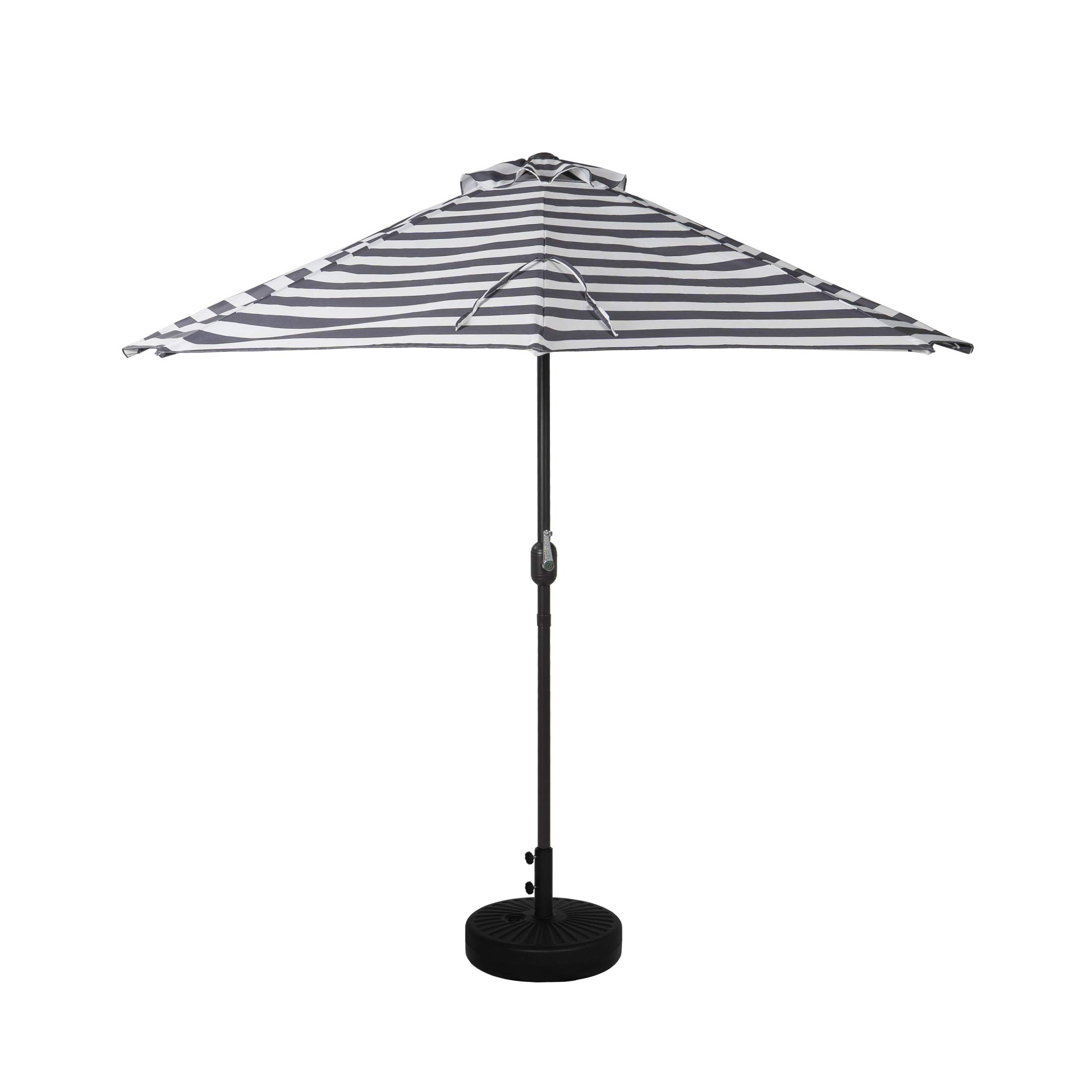 WO Home 9 FT Half Outdoor Market Table Umbrella with Weighted Base Kit - Perfect for Patio, Garden, and Beach Use