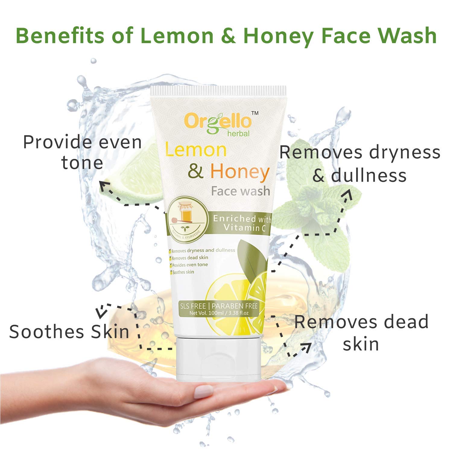 Orgello Herbal Aloe Vera Massage Gel for Face & Body - 100gm Pure Aloe Gel for Acne, Scars & Glowing Skin + Lemon Honey Face Wash (Pack of 2) - Perfect for Daily Skincare Routine & Post-Sun Care