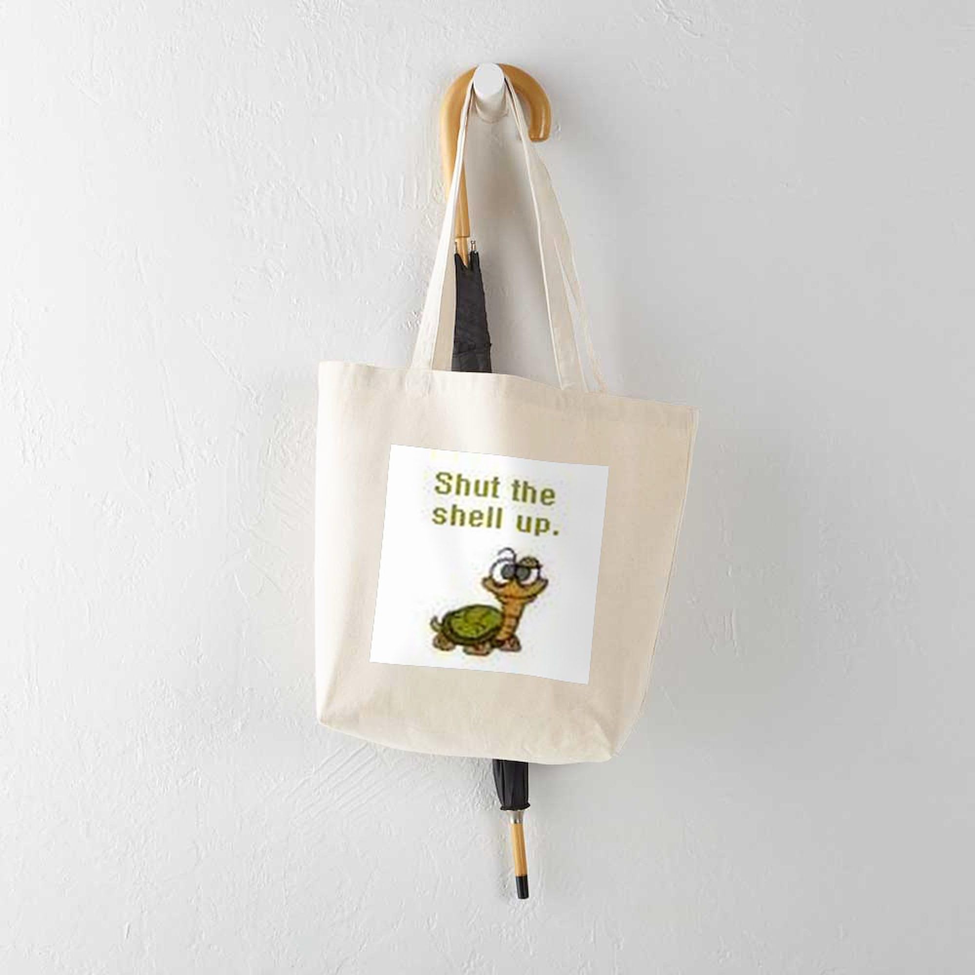 Shut The Shell Up Natural Canvas Tote Bag - Eco-Friendly Reusable Shopping Bag for Groceries, Beach Trips & Daily Use | CafePress