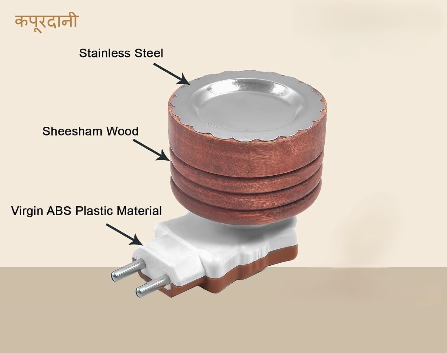 Premium Sheesham Wood Kapoor Dani - Electric Camphor & Bakhoor Burner for Home, Puja & Aromatherapy | Elegant Aroma Diffuser for Relaxation, Meditation & Spiritual Ceremonies