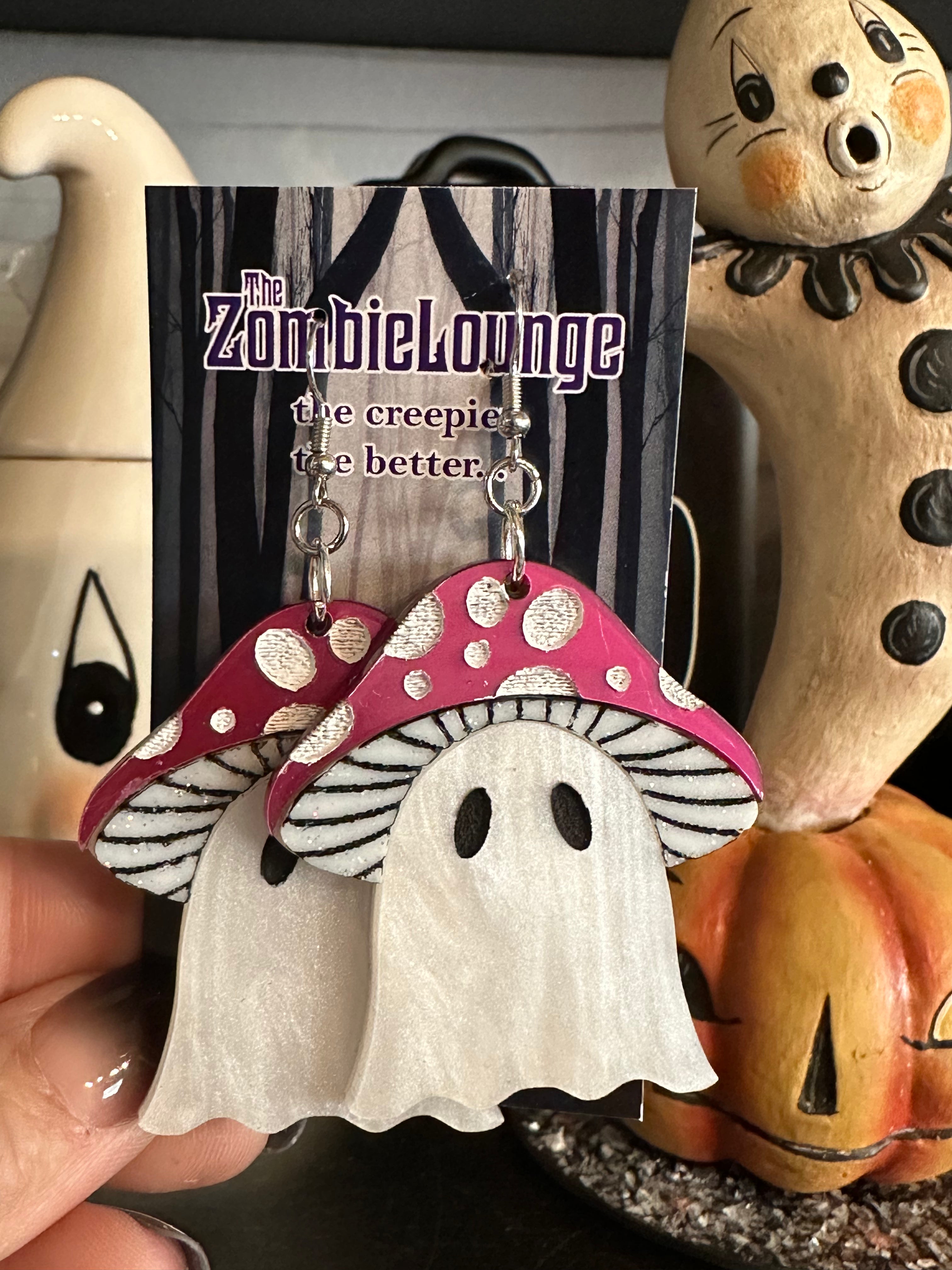 Unique Mushroom Ghost Earrings for Women - Cute & Spooky Halloween Jewelry Gift - Perfect for Costume Parties & Gothic Fashion