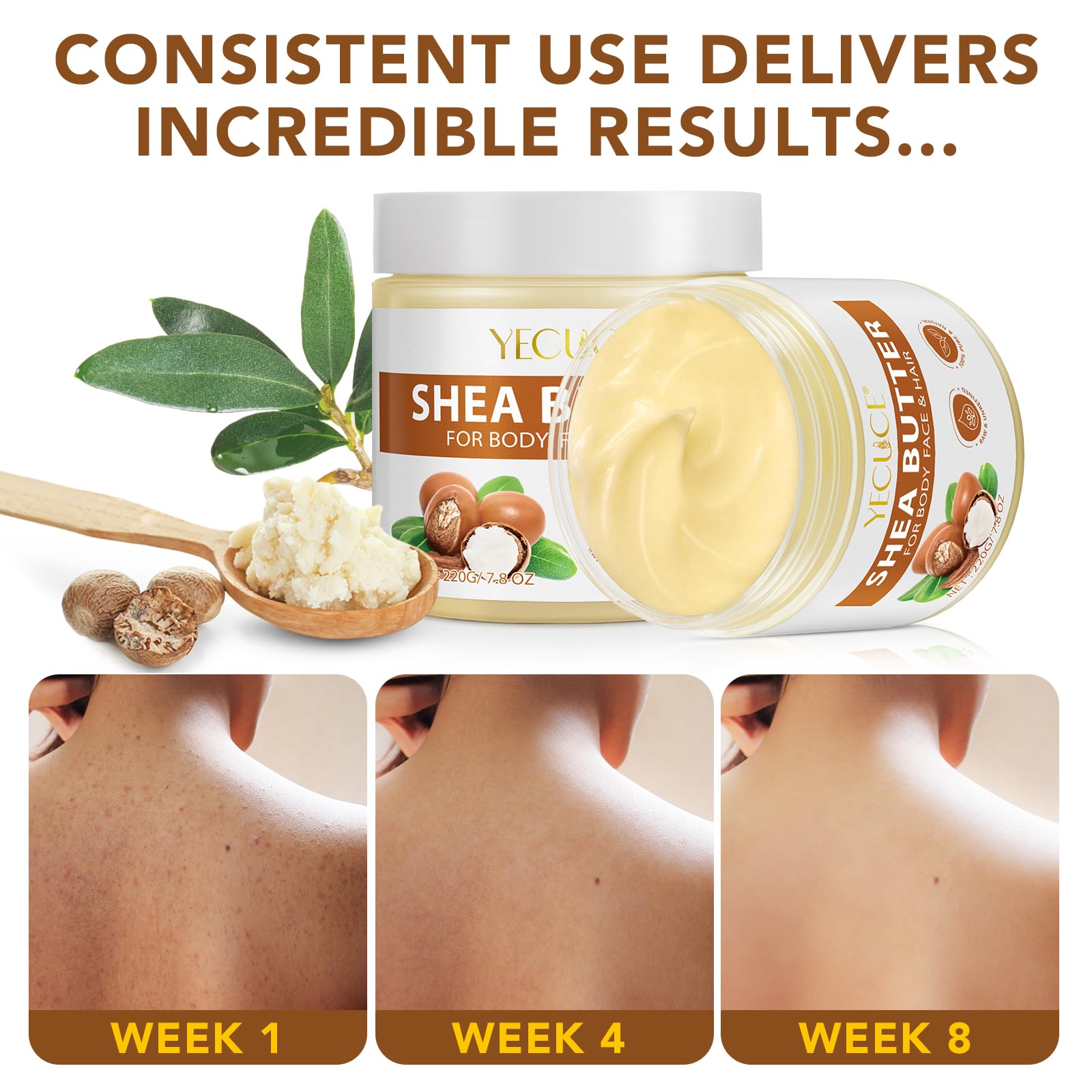 Organic Raw Shea Butter for Hair & Skin - Unrefined, Pure Shea Butter for DIY Lotion, Body Butter, Soap & Lip Balm - Natural Moisturizer for Dry Skin, Face & Body Care - Perfect for Homemade Skincare & Hair Treatments