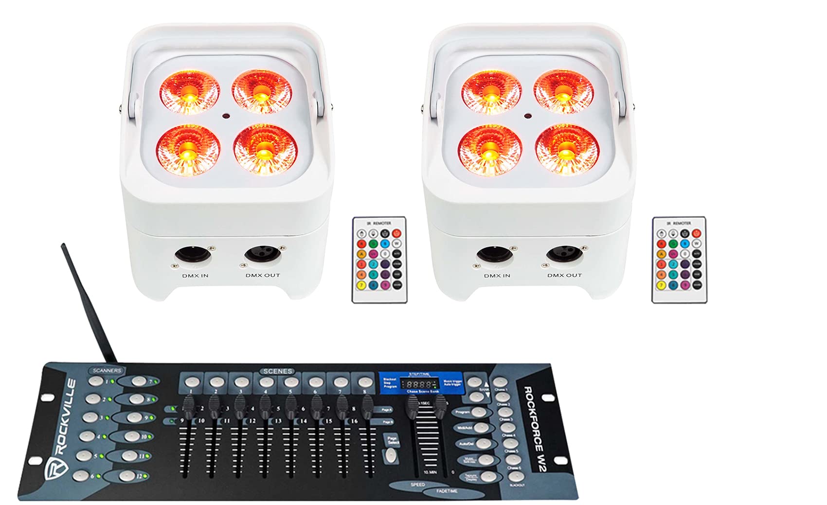 Rockville PAR 50 Battery-Powered Wash Lights - Wireless DMX Control, RGBWA+UV LED, 2-Pack for Stage Lighting & DJ Events | Indoor/Outdoor Use for Concerts, Weddings & Parties