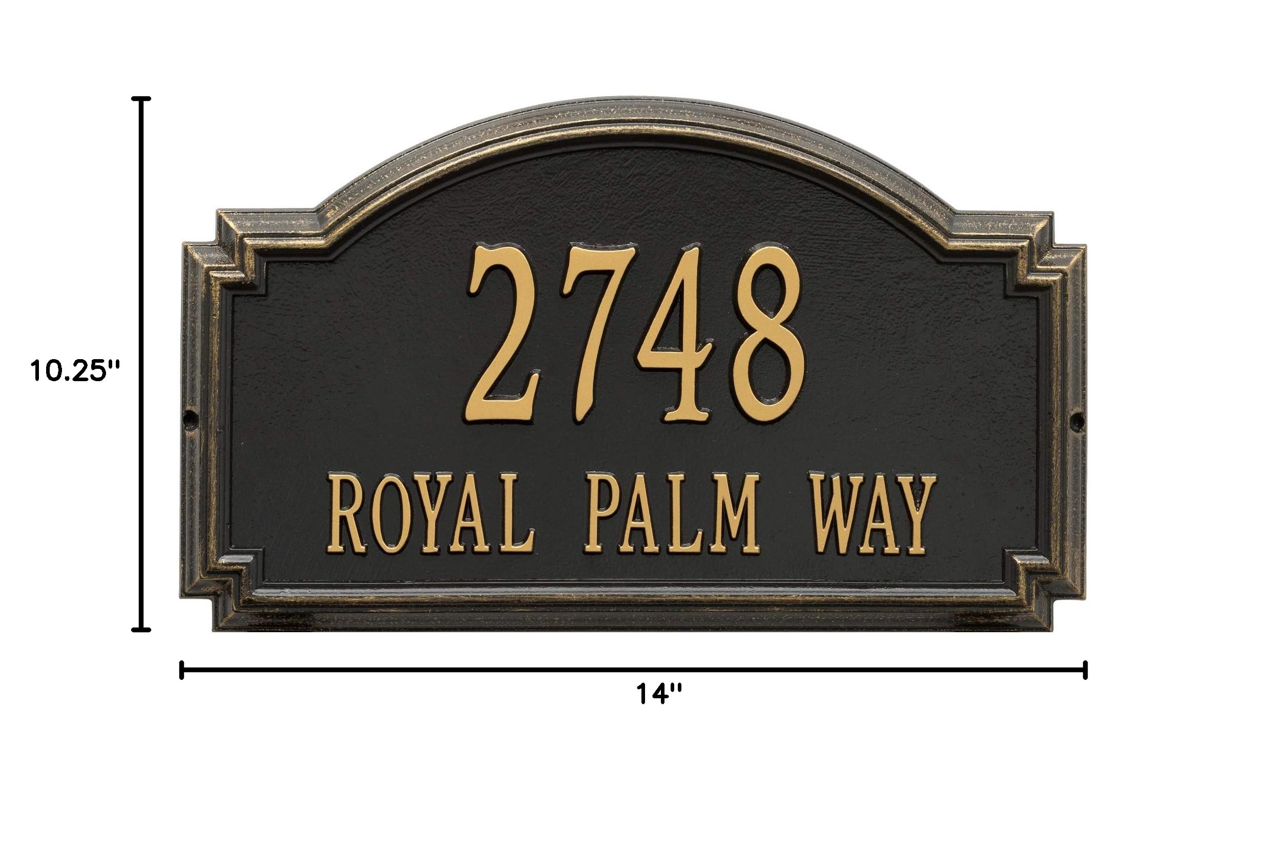Whitehall Products 1295BG Williamsburg - Estate Wall Mailbox - Two Line Address Plaque in Black/Gold - Perfect for Traditional Homes & Historic Neighborhoods