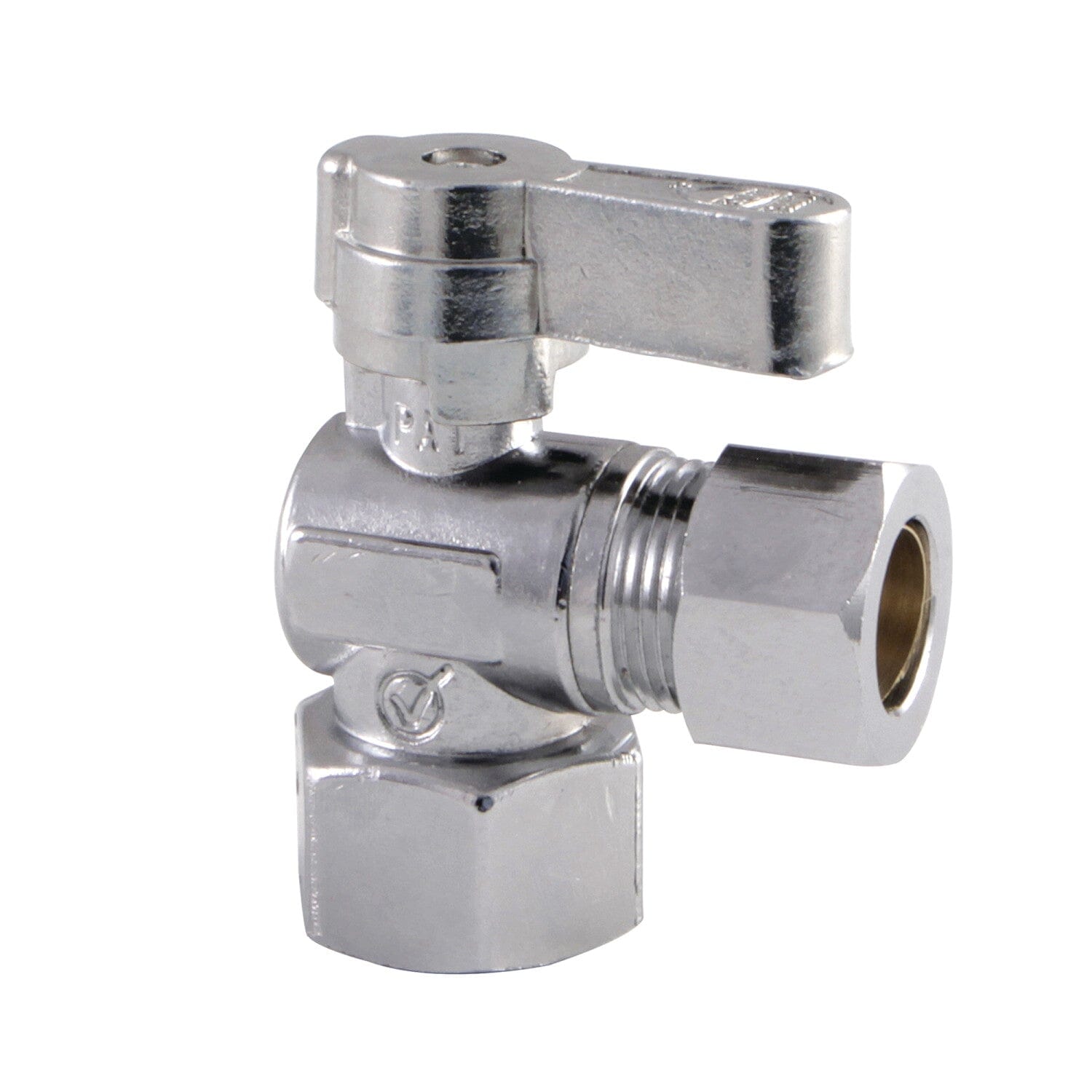 1/2 Inch FIP x 1/2 Inch O.D. Brass Quarter Turn Angle Shut Off Valve - Water Supply, Ice Maker, Refrigerator, Dishwasher Connection