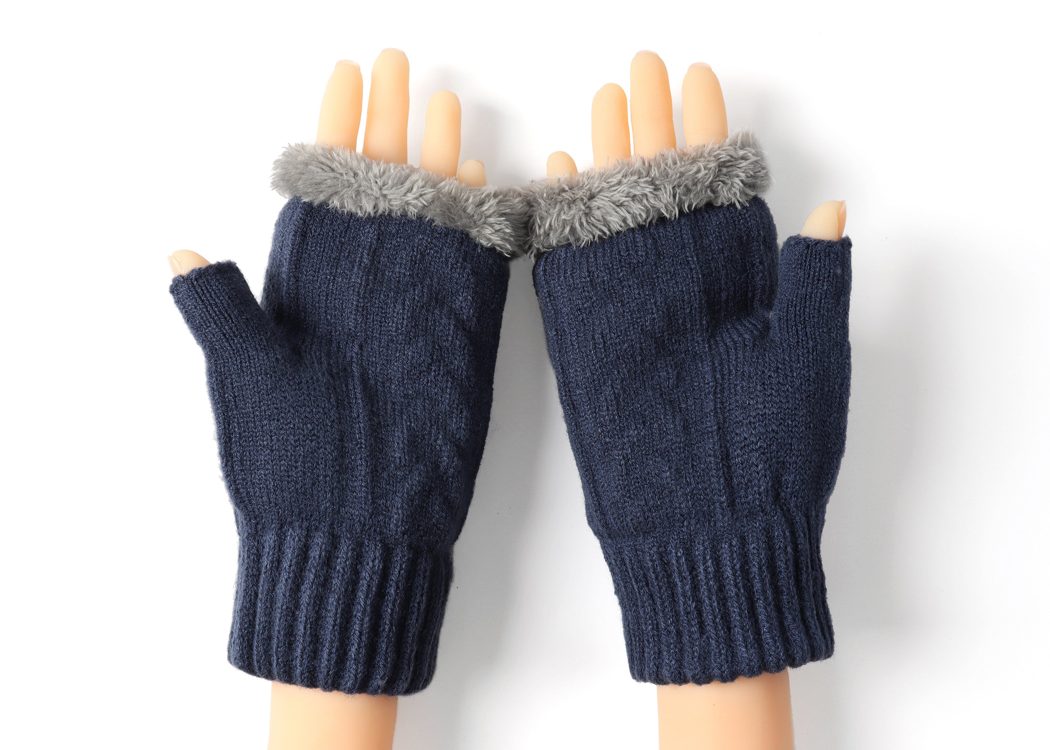 TARRAMARRA® Fingerless Double Layer Ultra Plush Knit Gloves - Warm & Stylish for Outdoor Activities, Running, Cycling, and Winter Sports