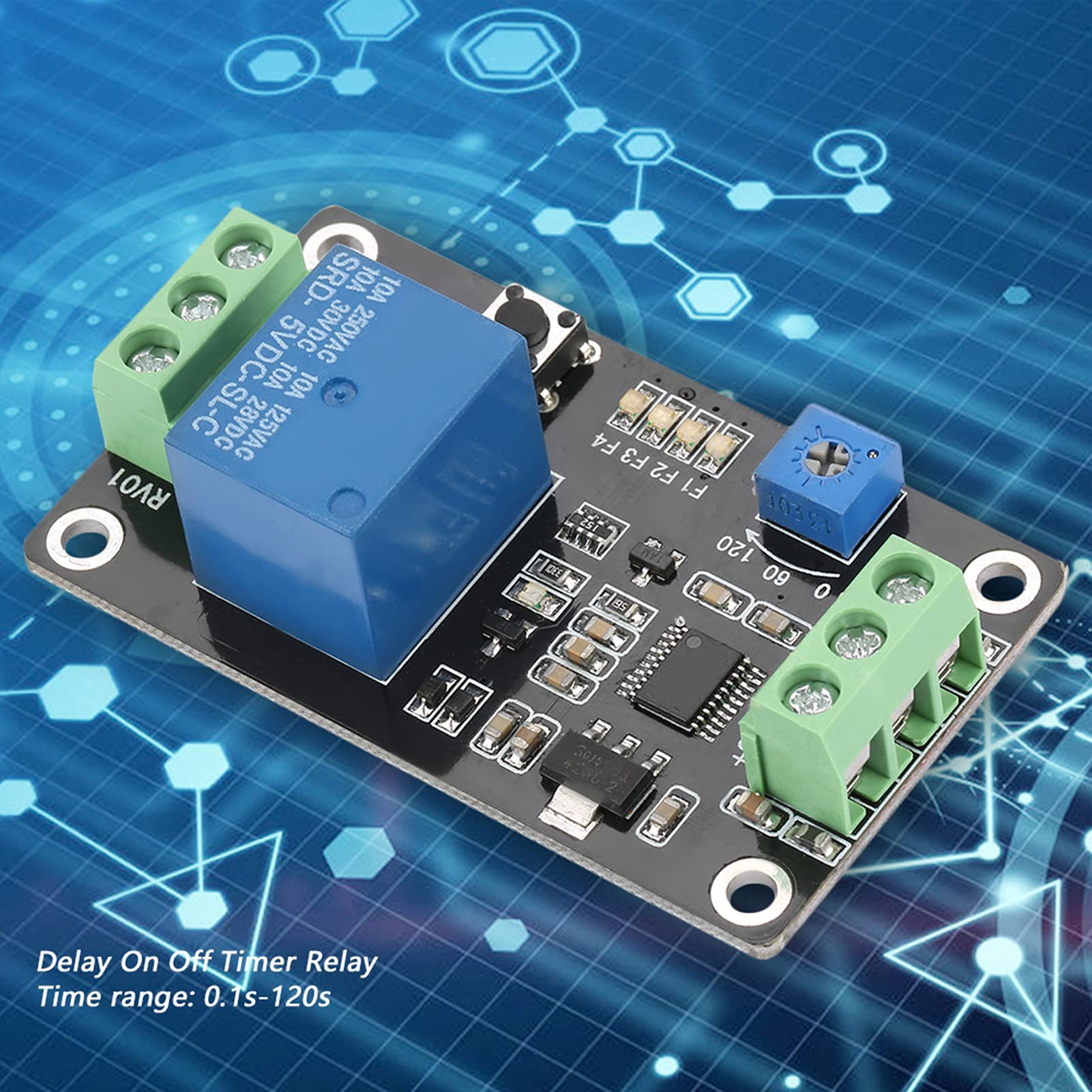 FTVOGUE Timer Relay Module - Self-Locking Delay On/Off Time Switch for DC 5V/12V/24V (DC12V Model) - Perfect for Industrial Automation, Home Appliances, and DIY Electronics Projects