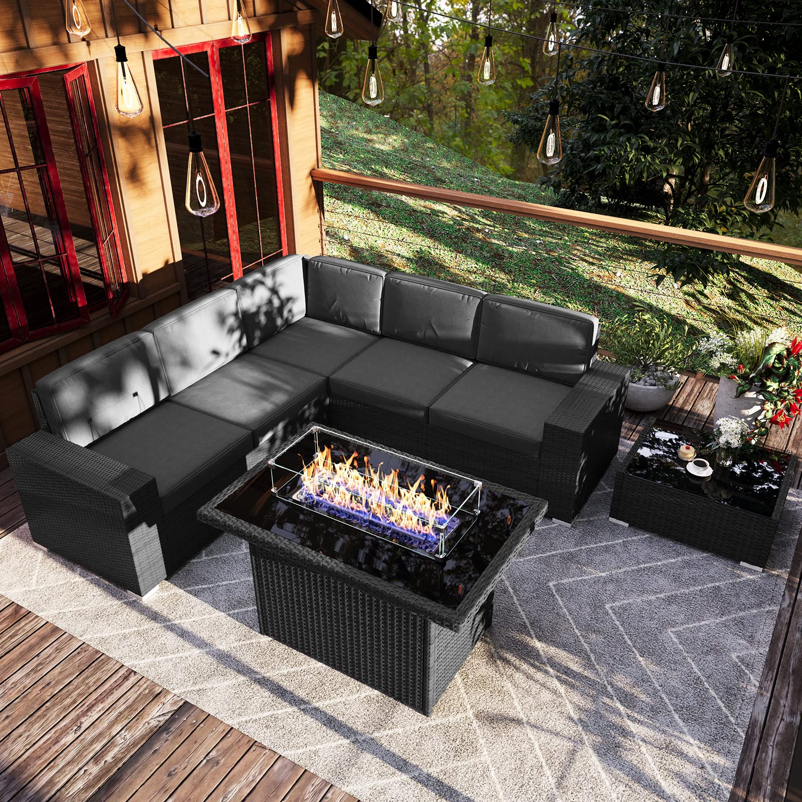 7-Piece Outdoor Patio Furniture Set with 44