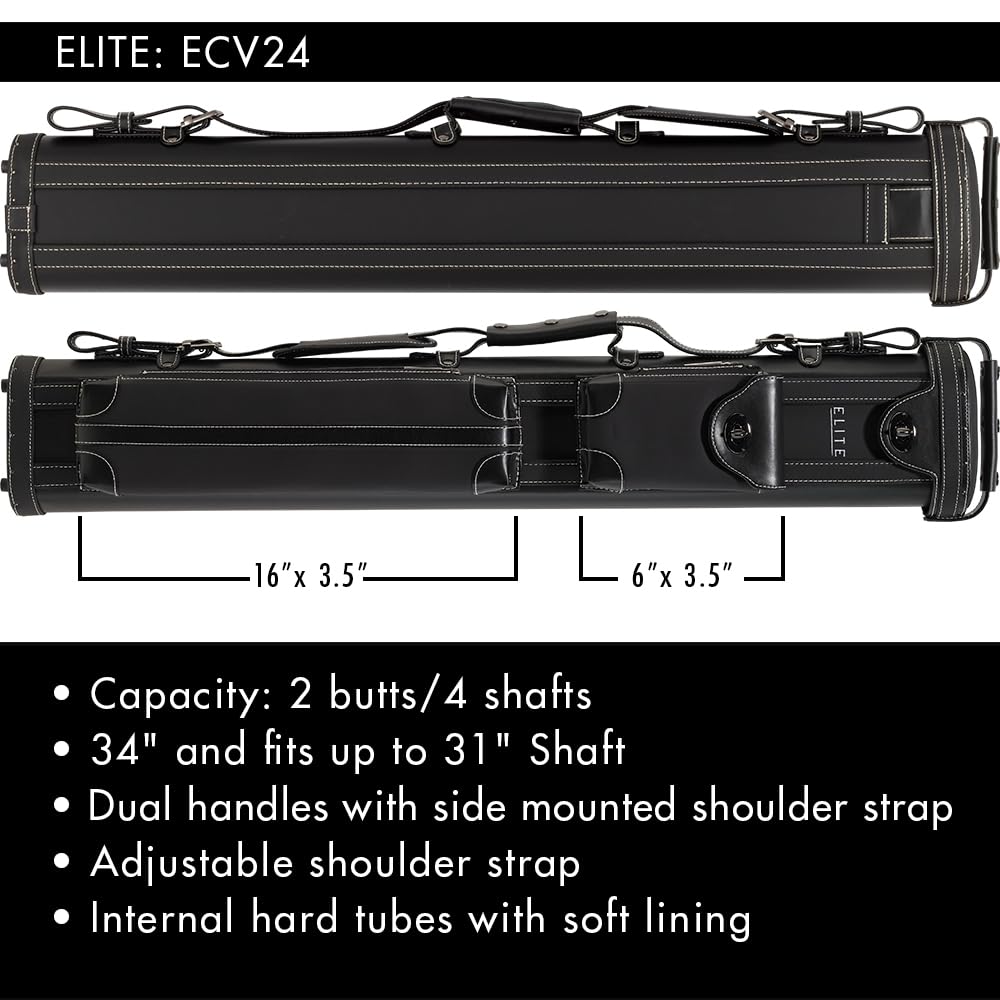 Elite Vintage ECV24 Pool Cue Case - Premium Billiard Cue Stick Holder for Pool Players | Perfect for Tournaments, Bars & Home Game Rooms