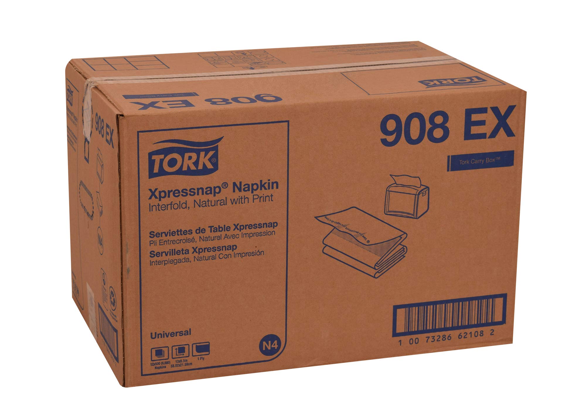 Tork Xpressnap Eco-Friendly Recycled 1-Ply Napkins, 8.5