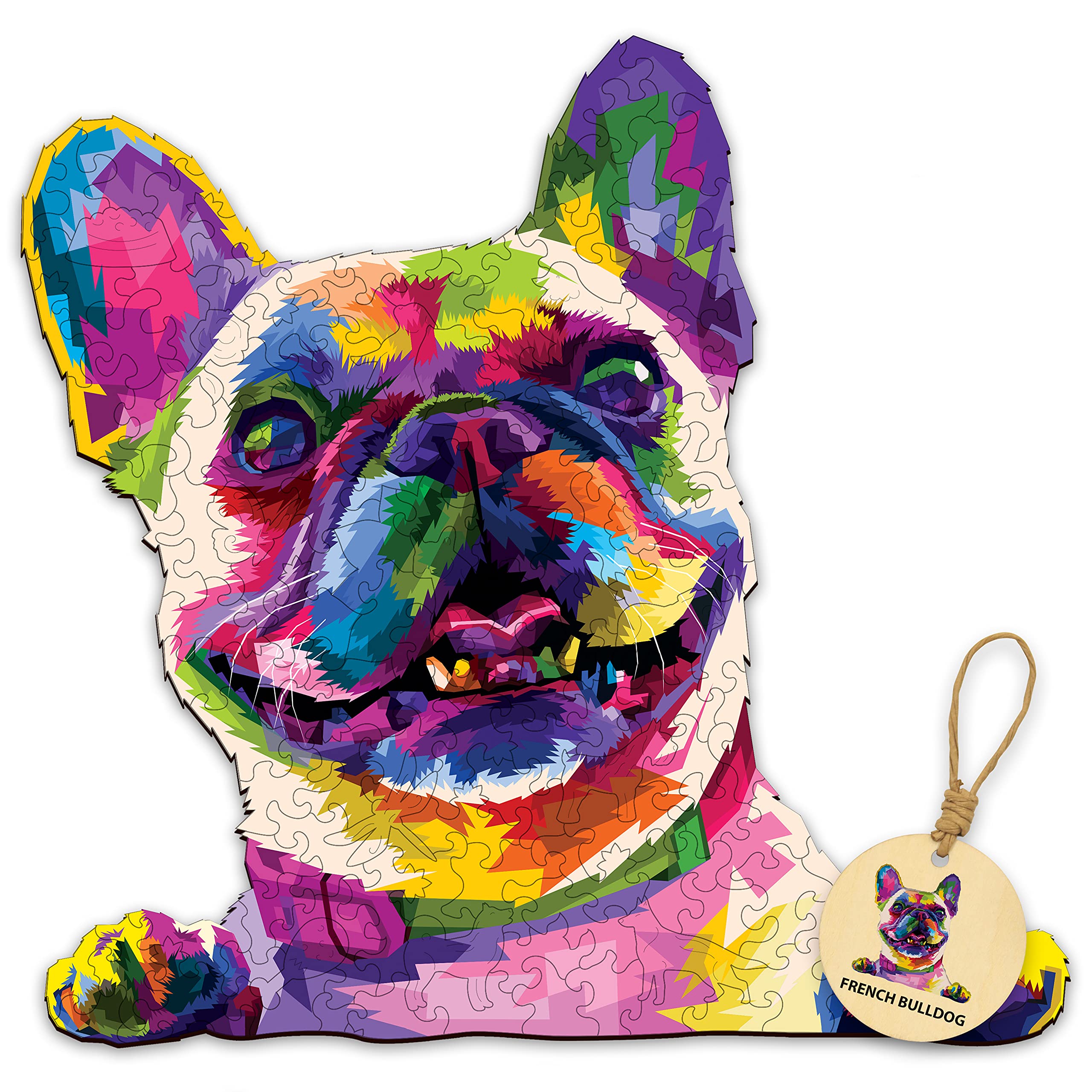DEPLEE Unique French Bulldog Wooden Jigsaw Puzzles for Adults - 280-330 Piece Animal Shaped Puzzle Challenge (18.7x19.5 in) - Perfect for Family Game Night, Stress Relief & Home Decor | Super King Size