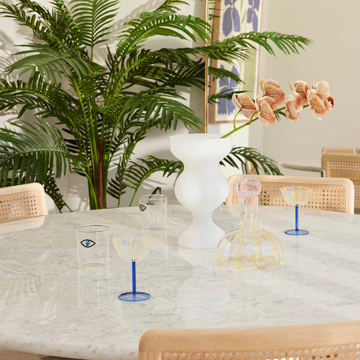 Elegant Cosmos Marble Dining Table - Modern Round Marble Top with Sturdy Metal Base for Dining Room, Kitchen, or Outdoor Patio